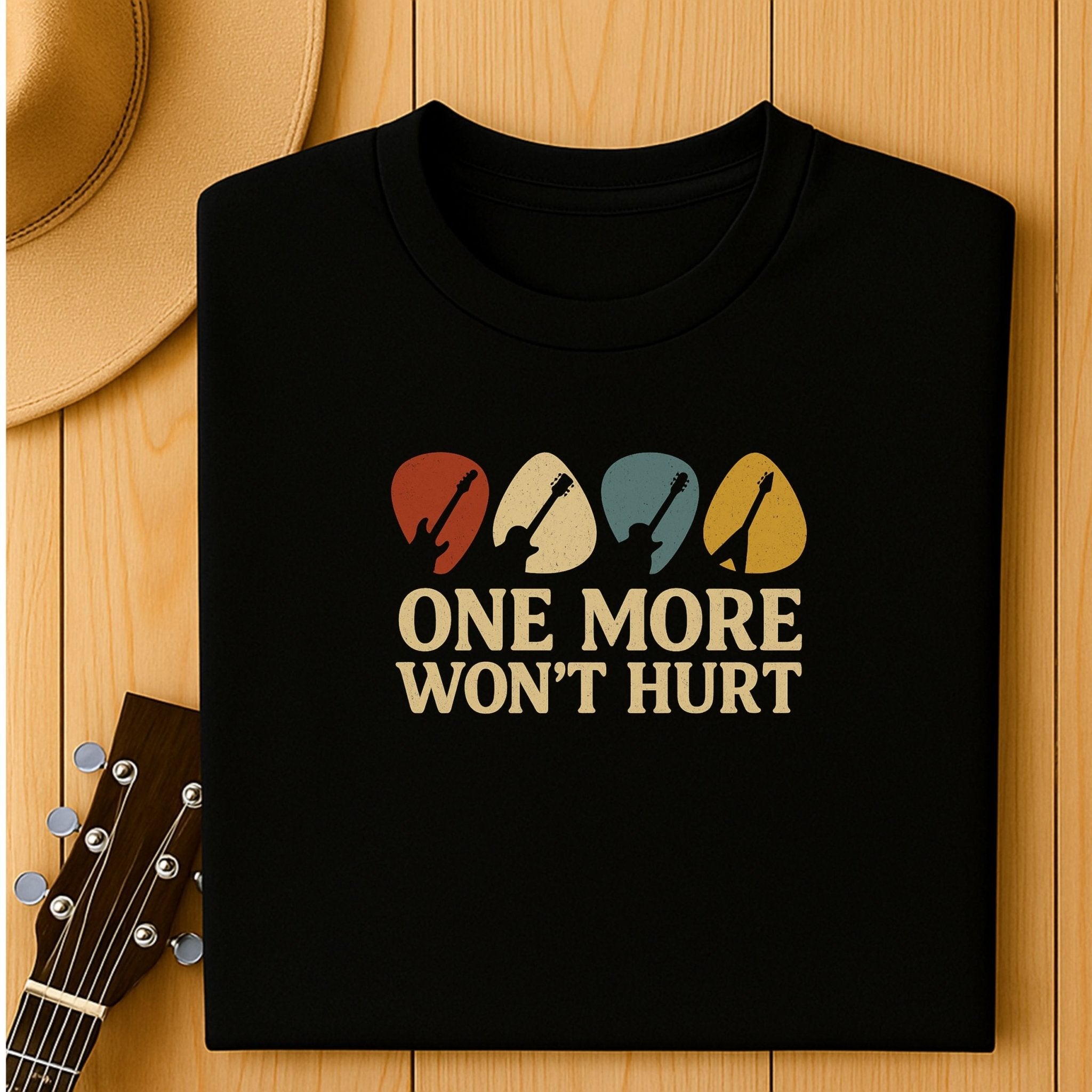 Guitar Lover T-Shirt, One More Won’t Hurt Funny Musician Tee, Vintage Guitar Pick Shirt for Men & Women, Guitarist & Music Student Gift - Craig Michael Design