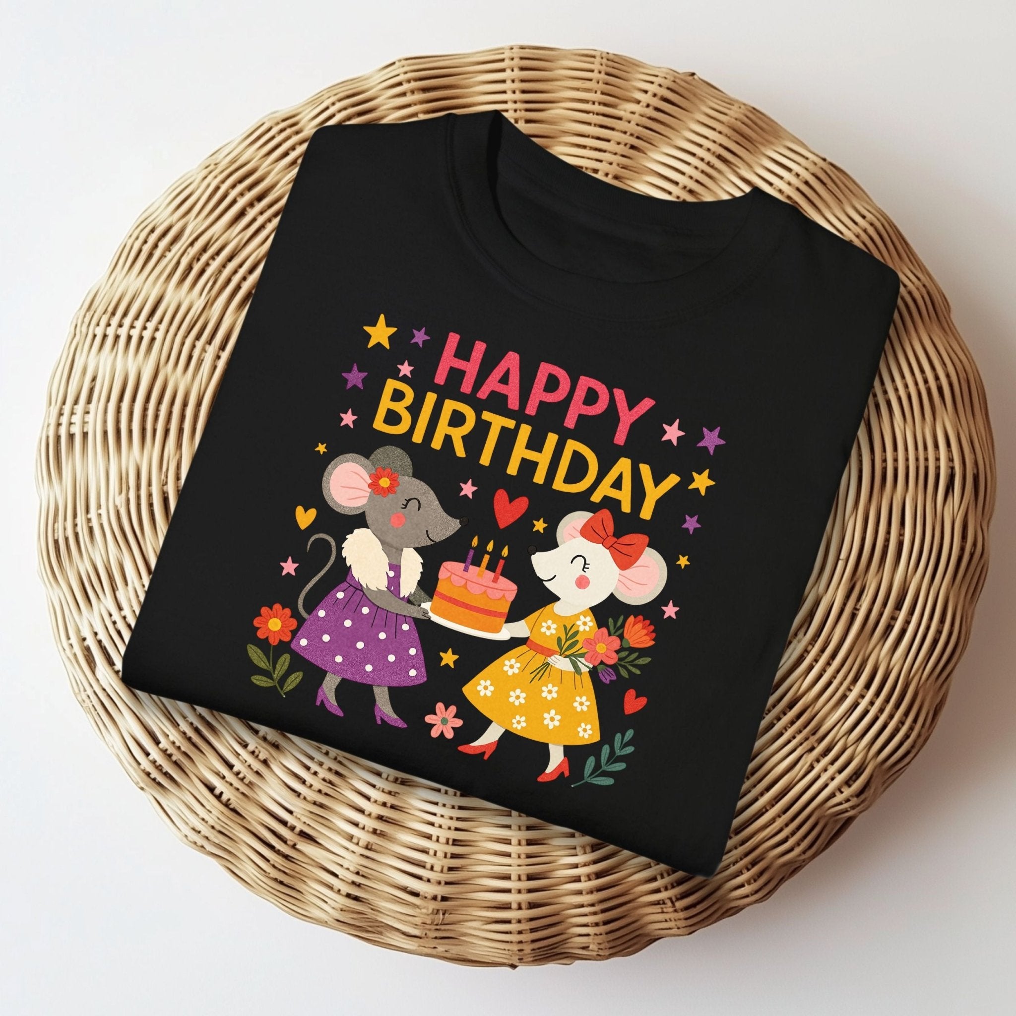 Happy Birthday Mouse Shirt, Comfort Colours Lesbian Birthday Tee, Cute Mouse Gift Top, Femme Birthday Cake T-Shirt - Craig Michael Design