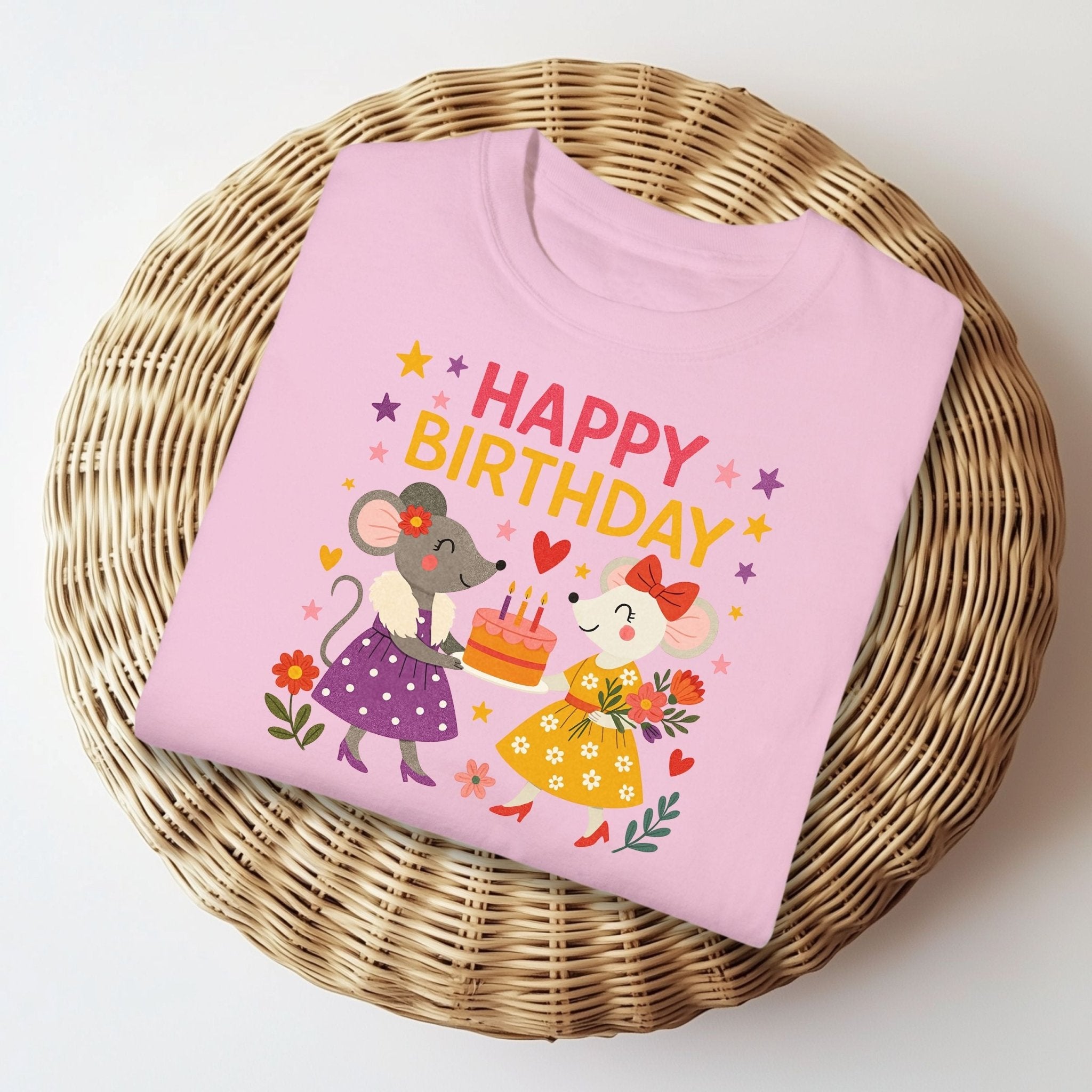 Happy Birthday Mouse Shirt, Comfort Colours Lesbian Birthday Tee, Cute Mouse Gift Top, Femme Birthday Cake T-Shirt - Craig Michael Design