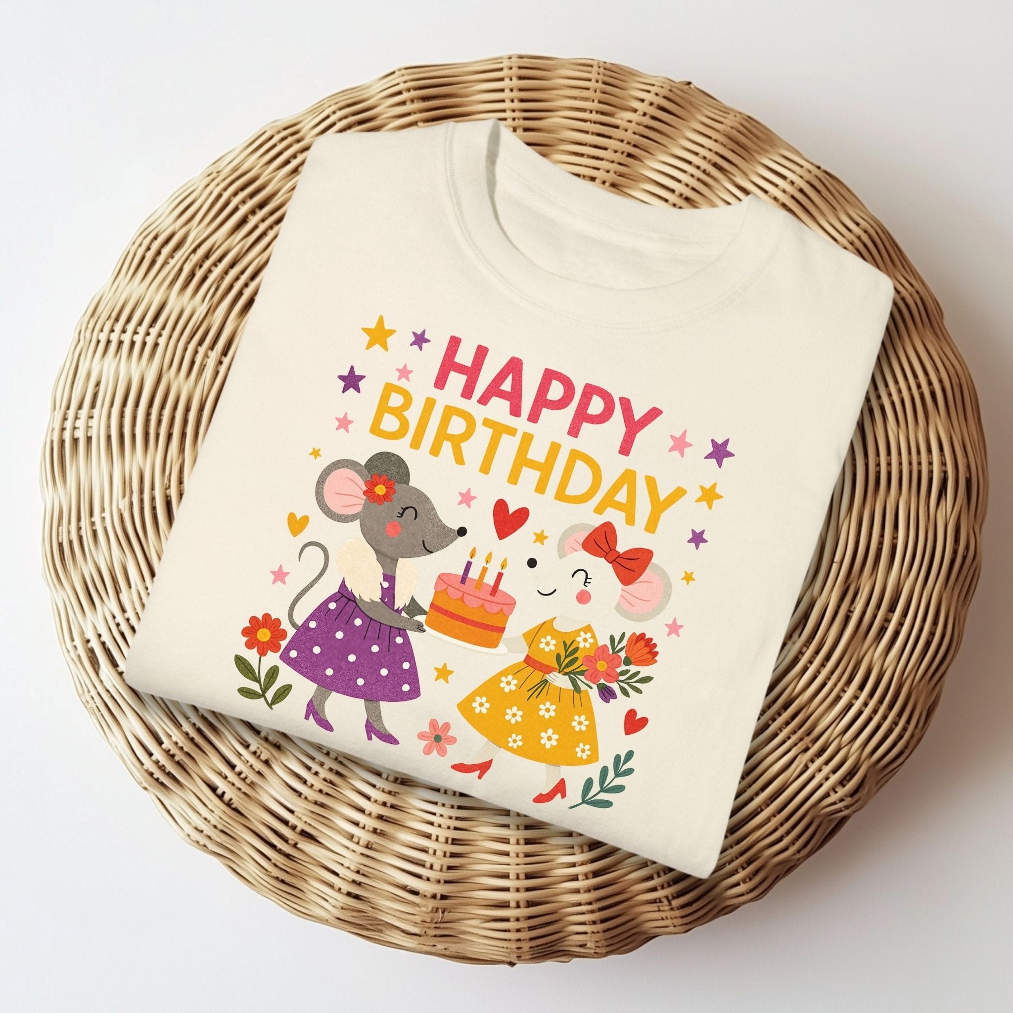 Happy Birthday Mouse Shirt, Comfort Colours Lesbian Birthday Tee, Cute Mouse Gift Top, Femme Birthday Cake T-Shirt - Craig Michael Design