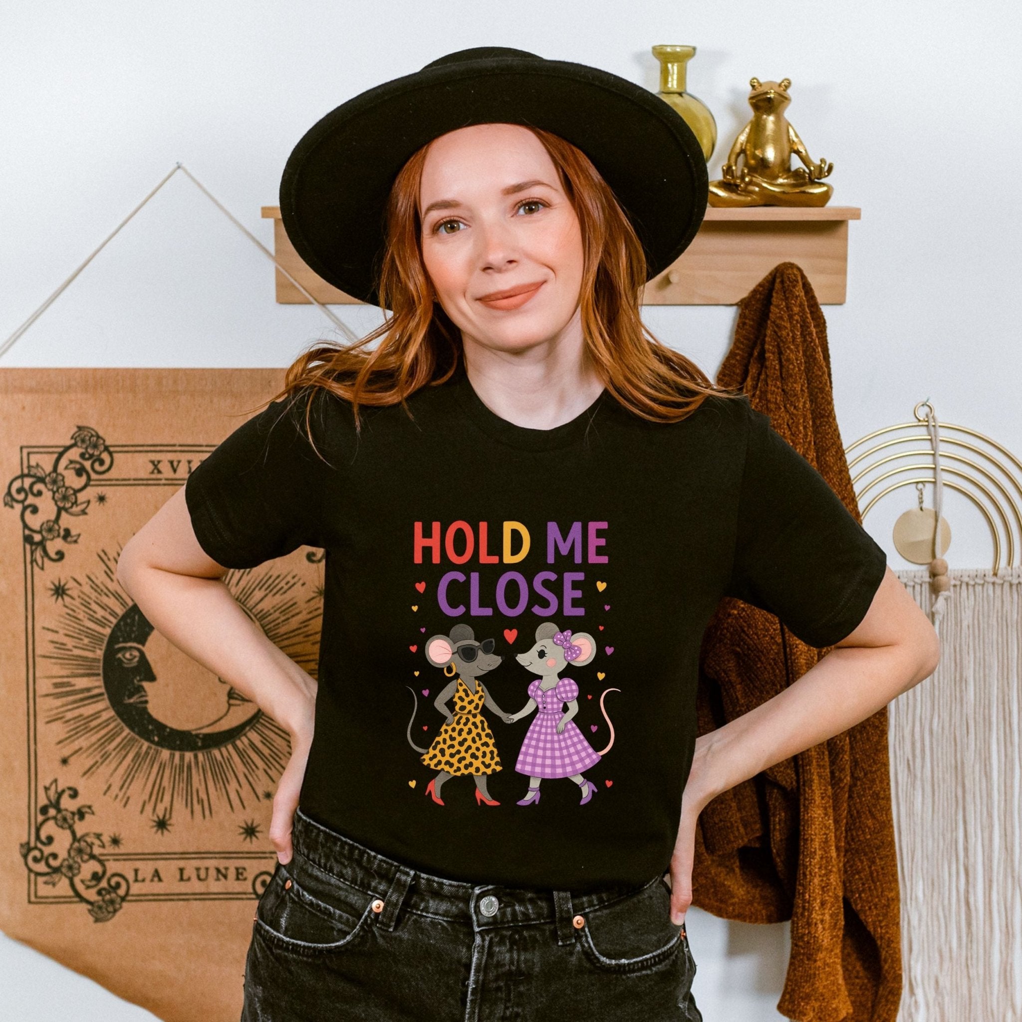 Hold Me Close T-Shirt, Lesbian Couple Mouse Shirt, LGBTQ Gift for Her - Craig Michael Design