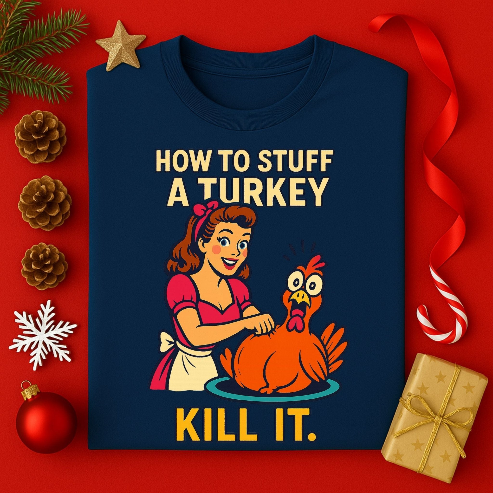 How to Stuff a Turkey Shirt, Funny Retro Christmas T-Shirt - Craig Michael Design