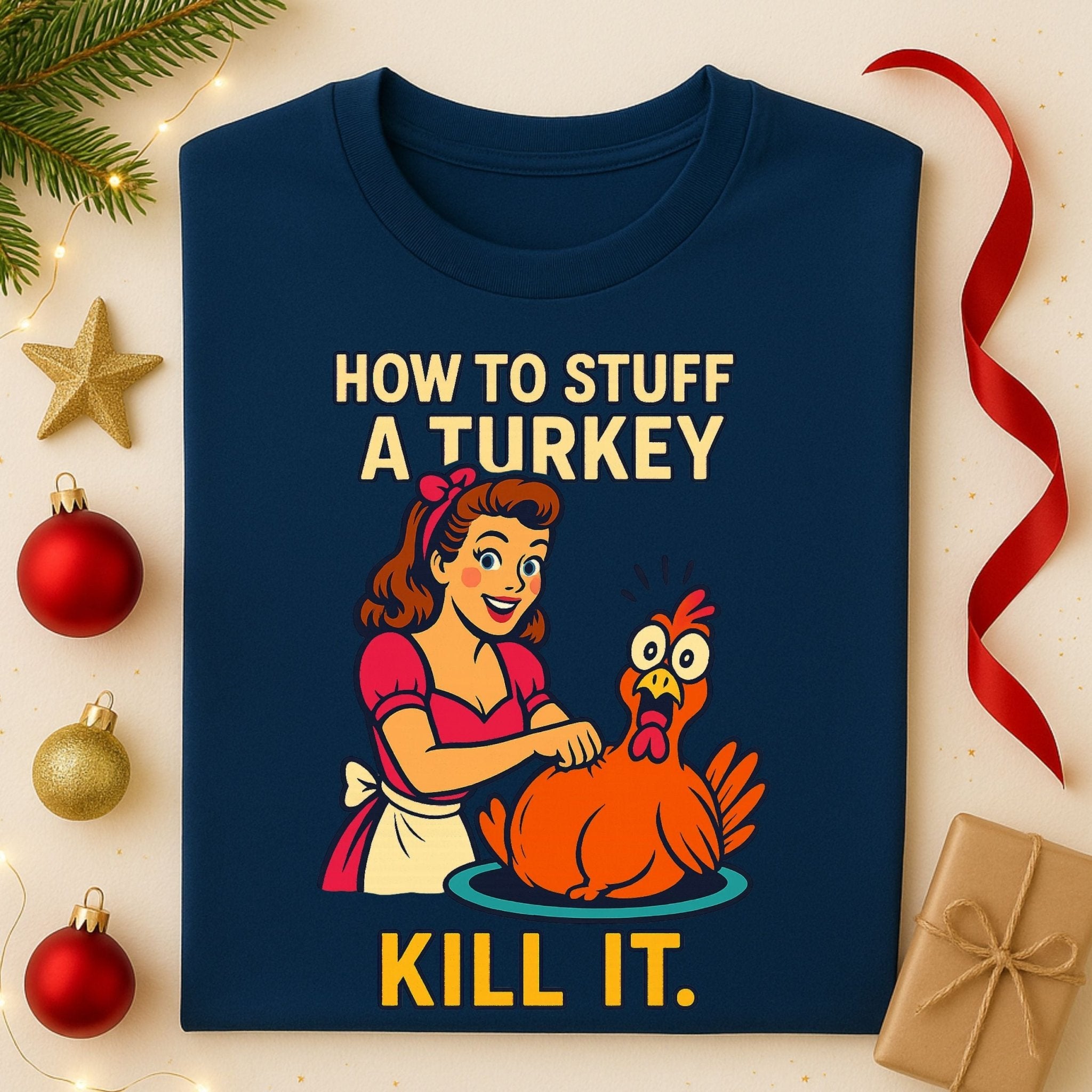 How to Stuff a Turkey Shirt, Funny Retro Christmas T-Shirt - Craig Michael Design