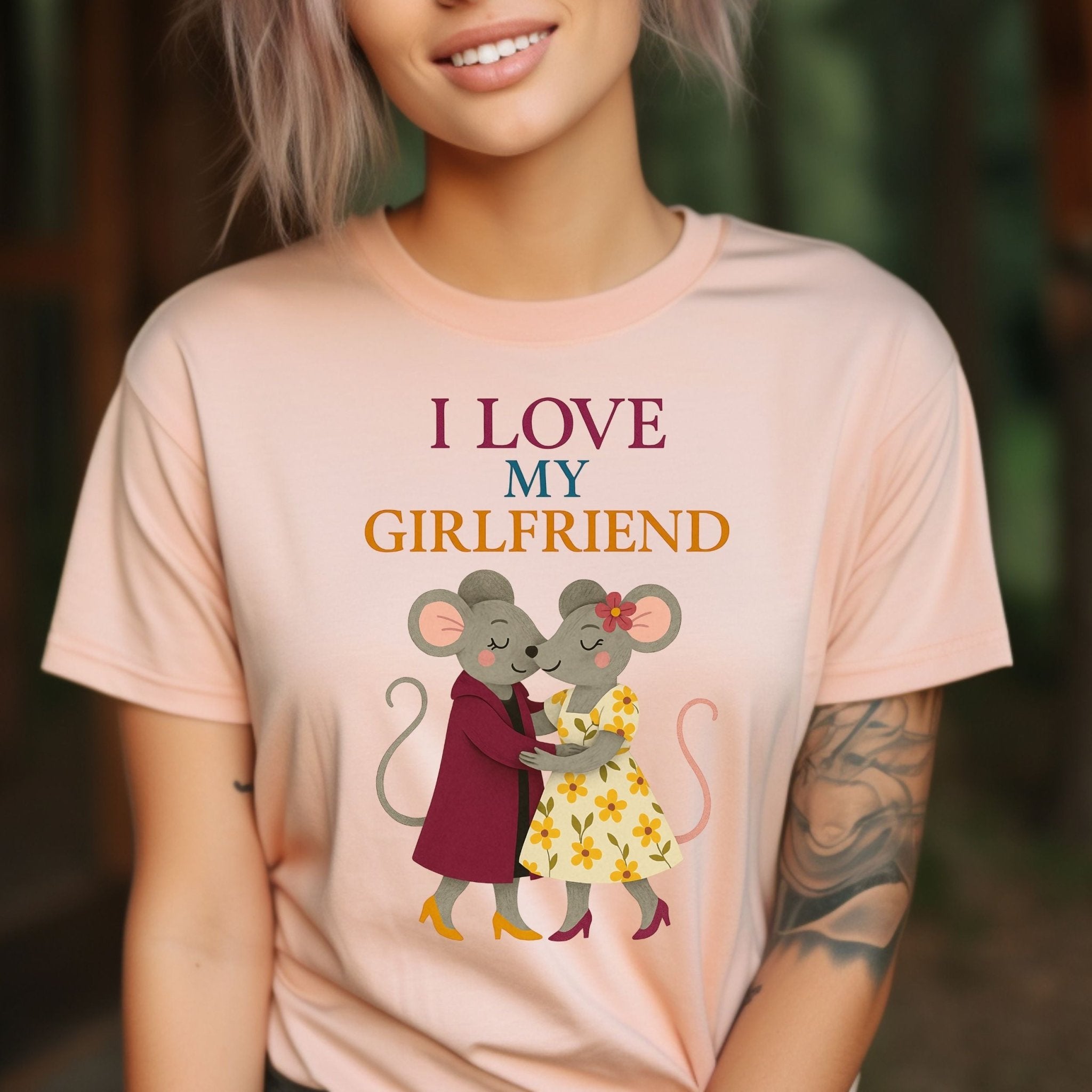 I Love My Girlfriend Mouse Couple Design Fashion T-Shirt - Craig Michael Design