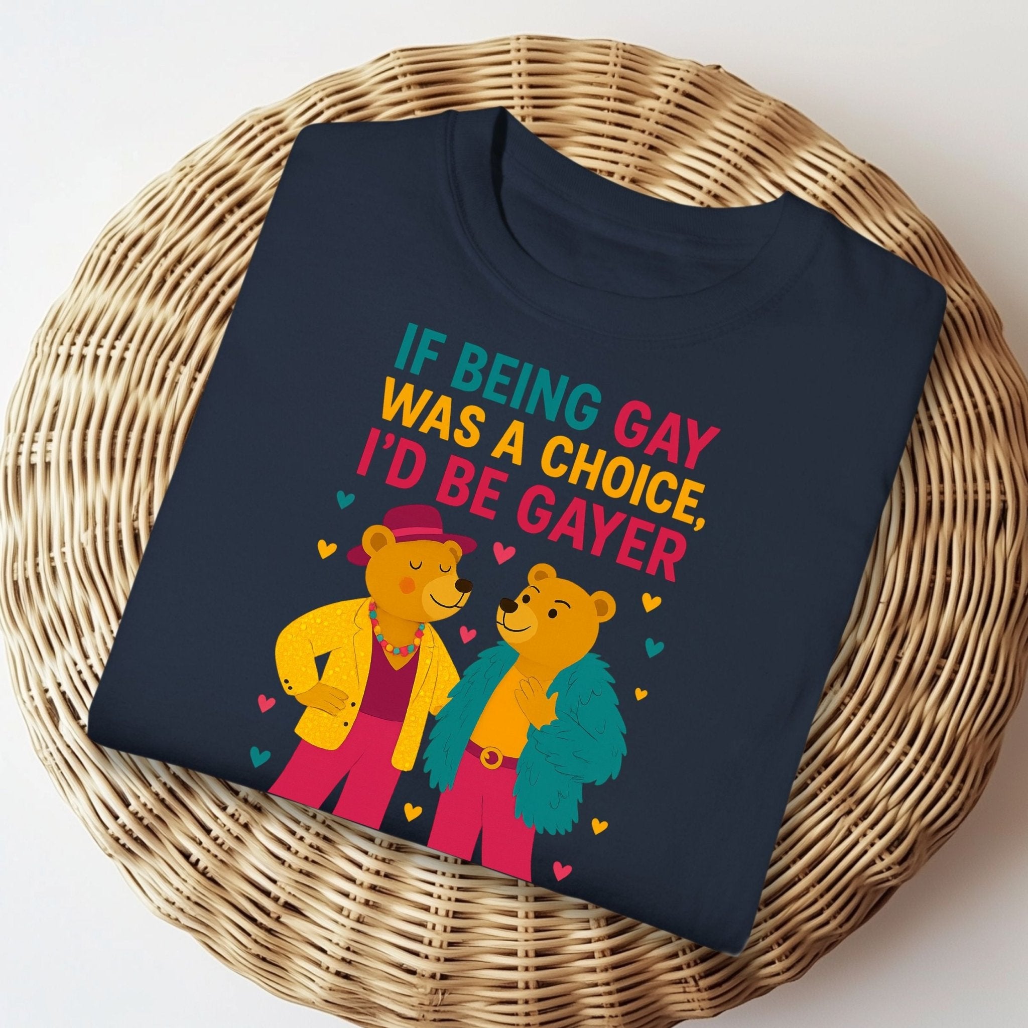 If Being Gay Was a Choice Shirt, Funny Gay Bear T-Shirt, Embroidered Style LGBTQ Pride Tee - Craig Michael Design