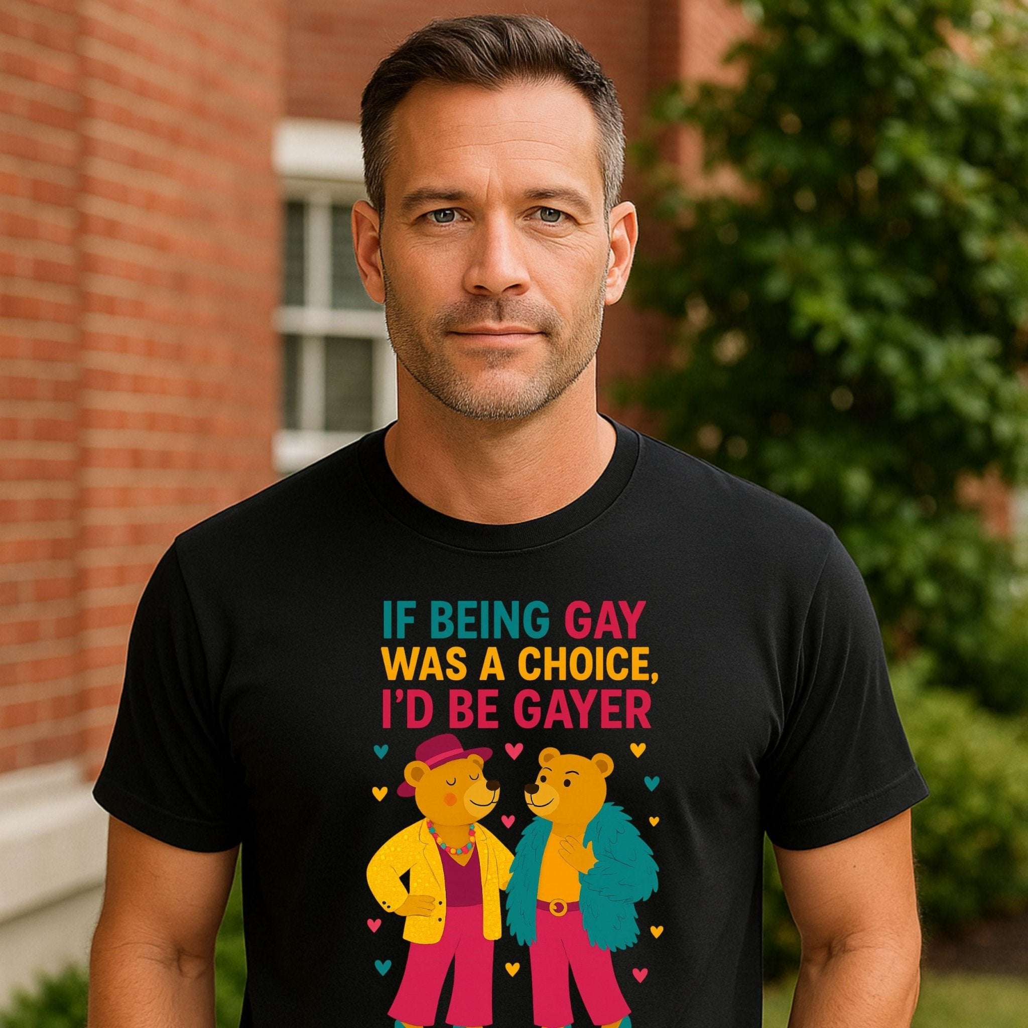 If Being Gay Was a Choice Shirt, Funny Gay Bear T-Shirt, Embroidered Style LGBTQ Pride Tee - Craig Michael Design