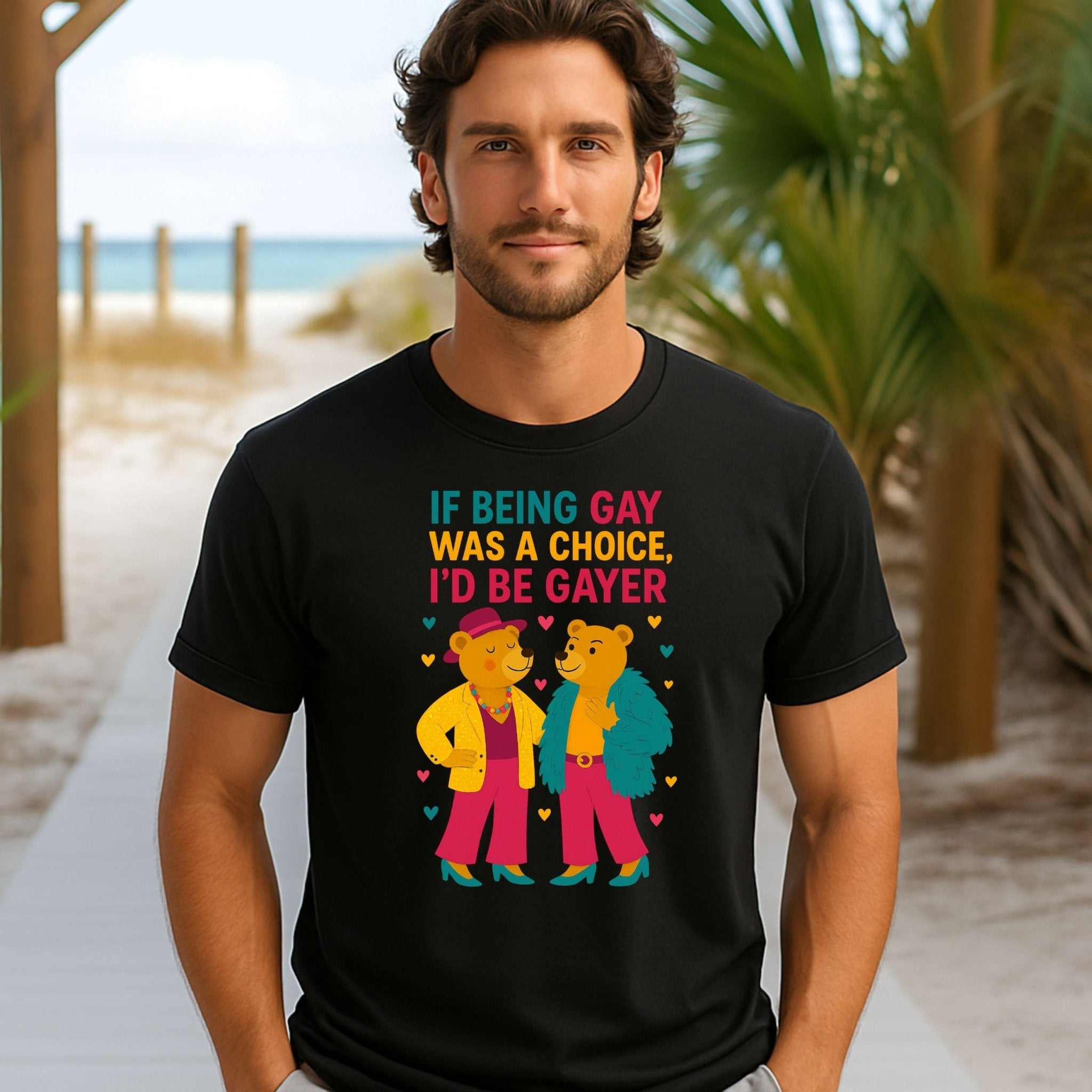 If Being Gay Was a Choice Shirt, Funny Gay Bear T-Shirt, Embroidered Style LGBTQ Pride Tee - Craig Michael Design