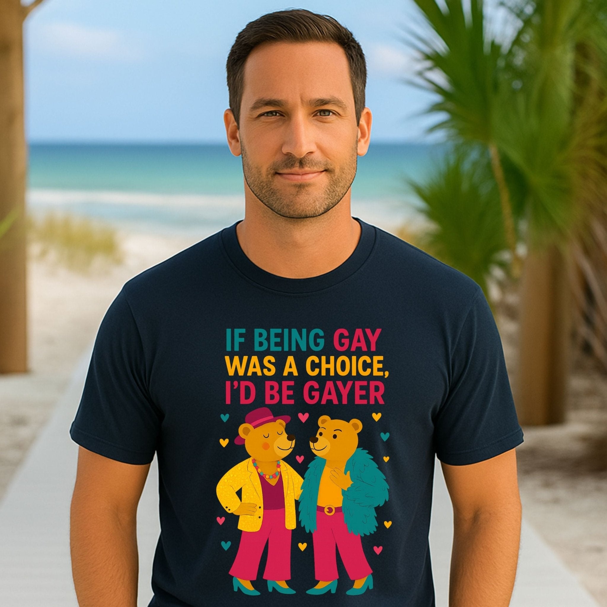 If Being Gay Was a Choice Shirt, Funny Gay Bear T-Shirt, Embroidered Style LGBTQ Pride Tee - Craig Michael Design