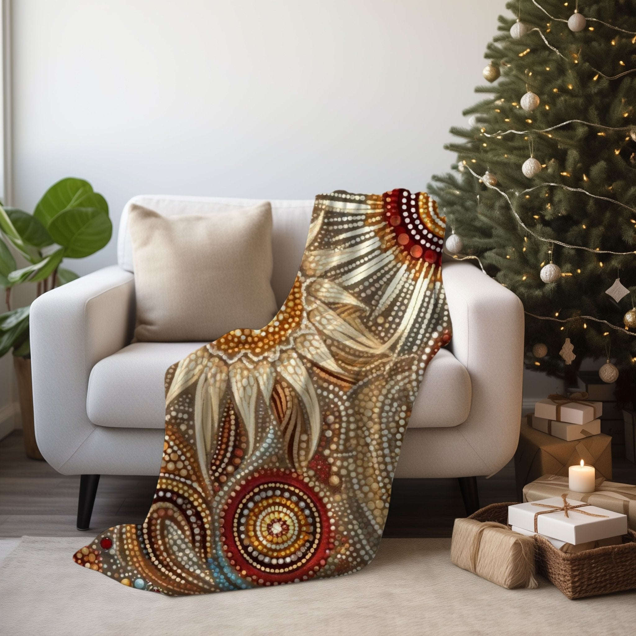 Indigenous Australian Blanket, Unique Artistic Throw Blanket, Cozy Living Room Decor, Vibrant Modern Blanket, Australian Design - Craig Michael Design