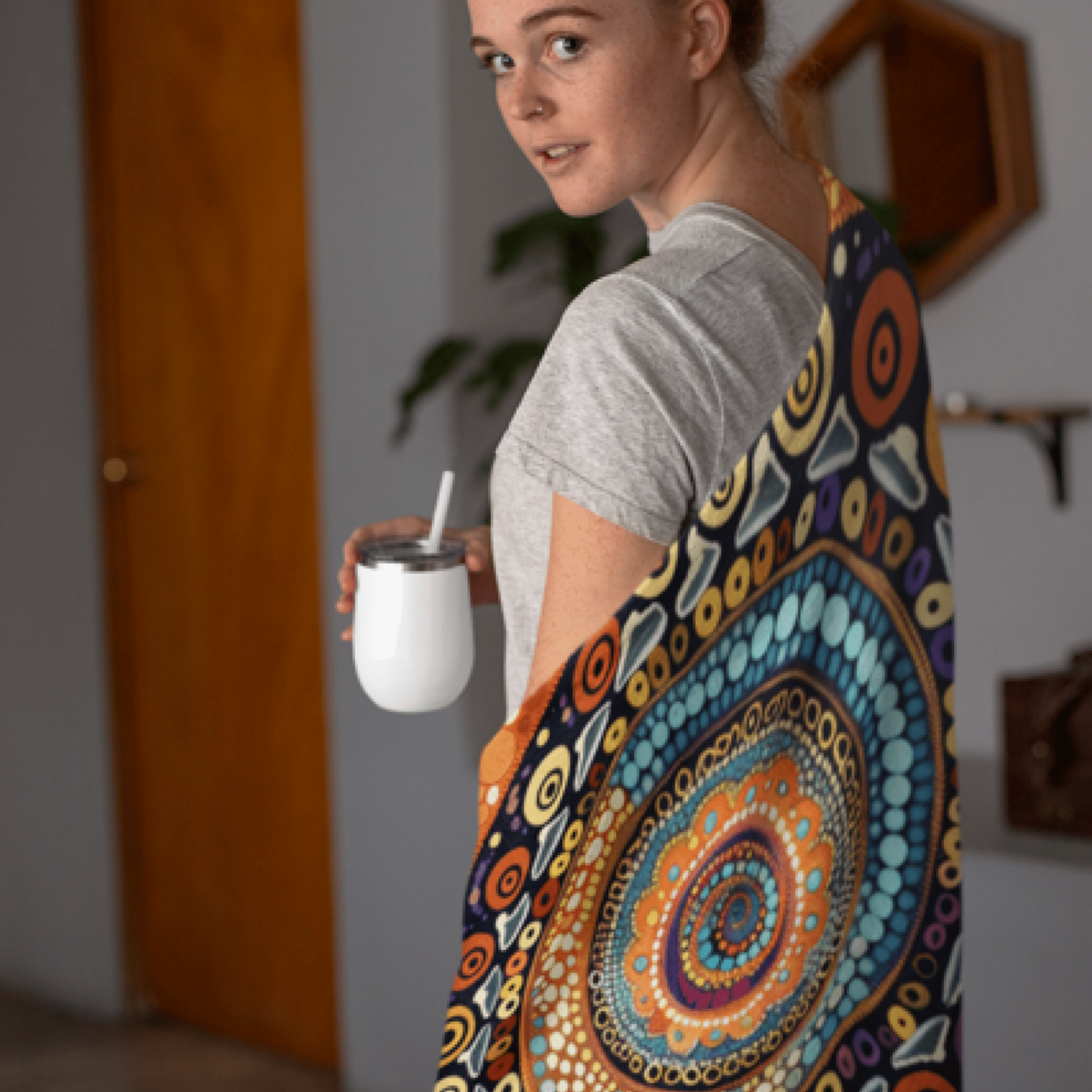 Indigenous Australian Blanket, Unique Artistic Throw Blanket, Cozy Living Room Decor, Vibrant Modern Blanket, Australian Design - Craig Michael Design