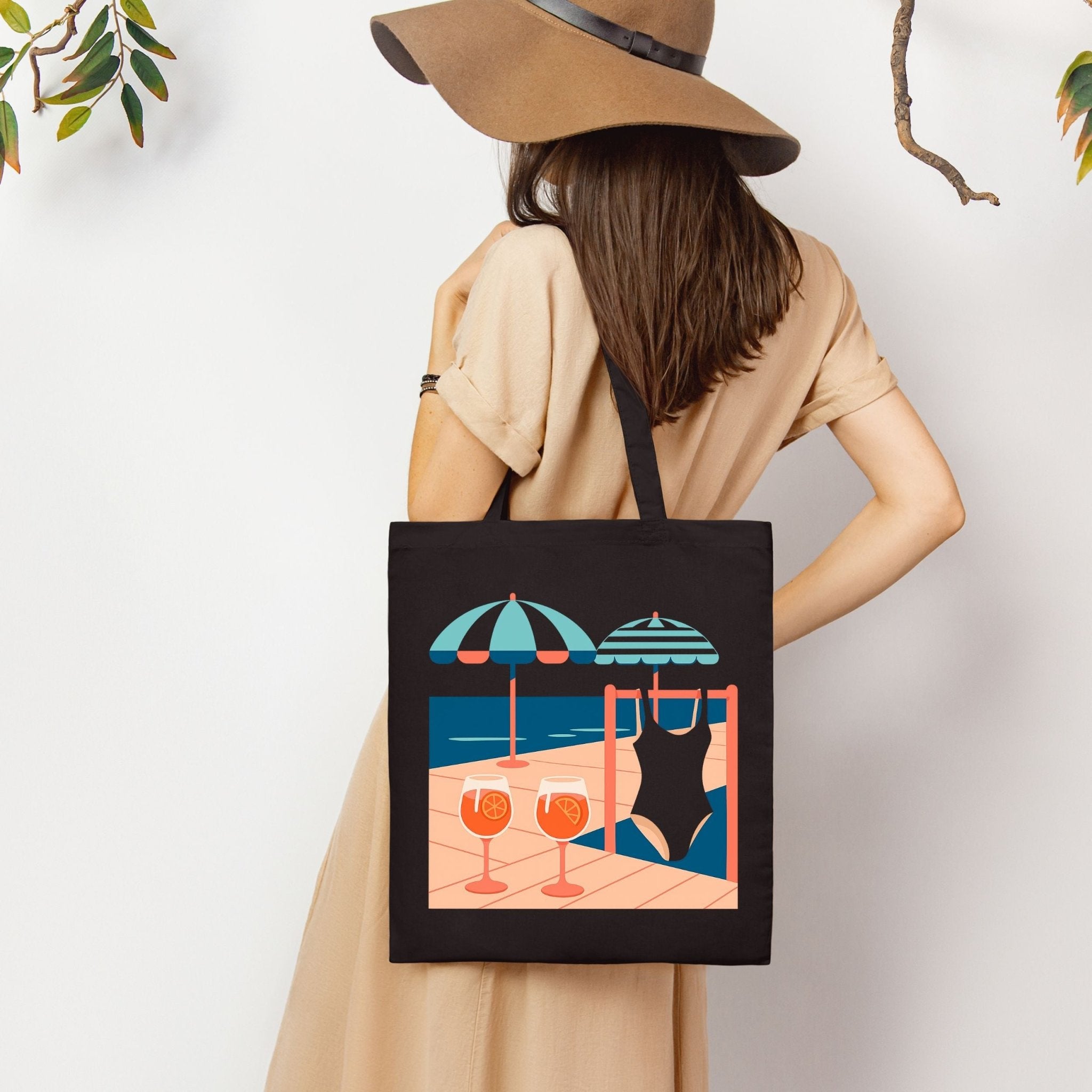 Italian Coastline Tote Bag, Beach Vibes, Aperol Spritz, Summer Drinks, Swimsuit, Beach Umbrella, Vacation Ready, Holiday Gift - Craig Michael Design