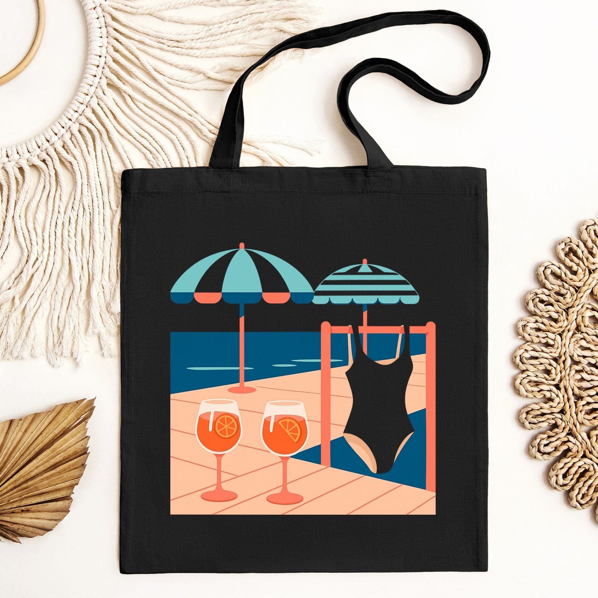 Italian Coastline Tote Bag, Beach Vibes, Aperol Spritz, Summer Drinks, Swimsuit, Beach Umbrella, Vacation Ready, Holiday Gift - Craig Michael Design