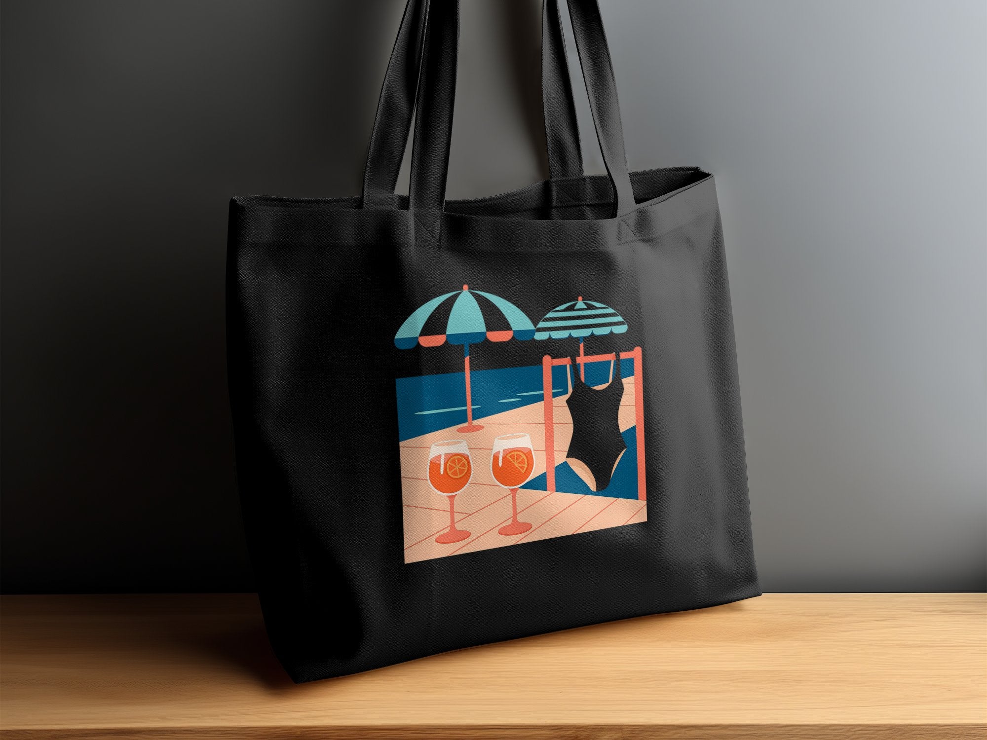 Italian Coastline Tote Bag, Beach Vibes, Aperol Spritz, Summer Drinks, Swimsuit, Beach Umbrella, Vacation Ready, Holiday Gift - Craig Michael Design