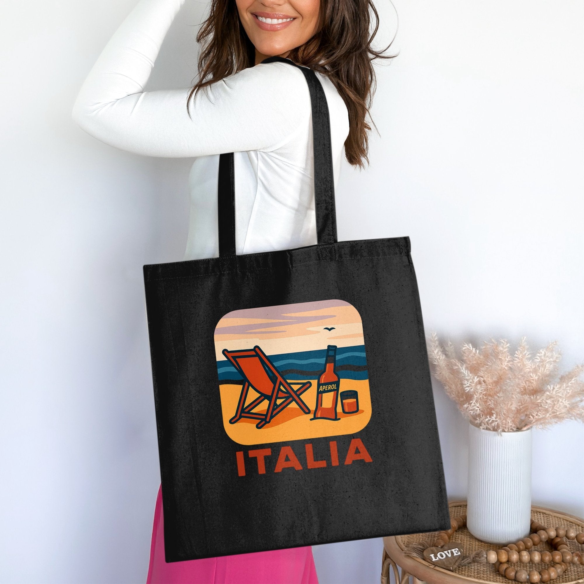 Italian Coastline Tote Bag, Summer Italy Beach Scene, Aperol Spritz, Travel Souvenir, Vacation, Coastal Decor, Italian Gift Idea - Craig Michael Design