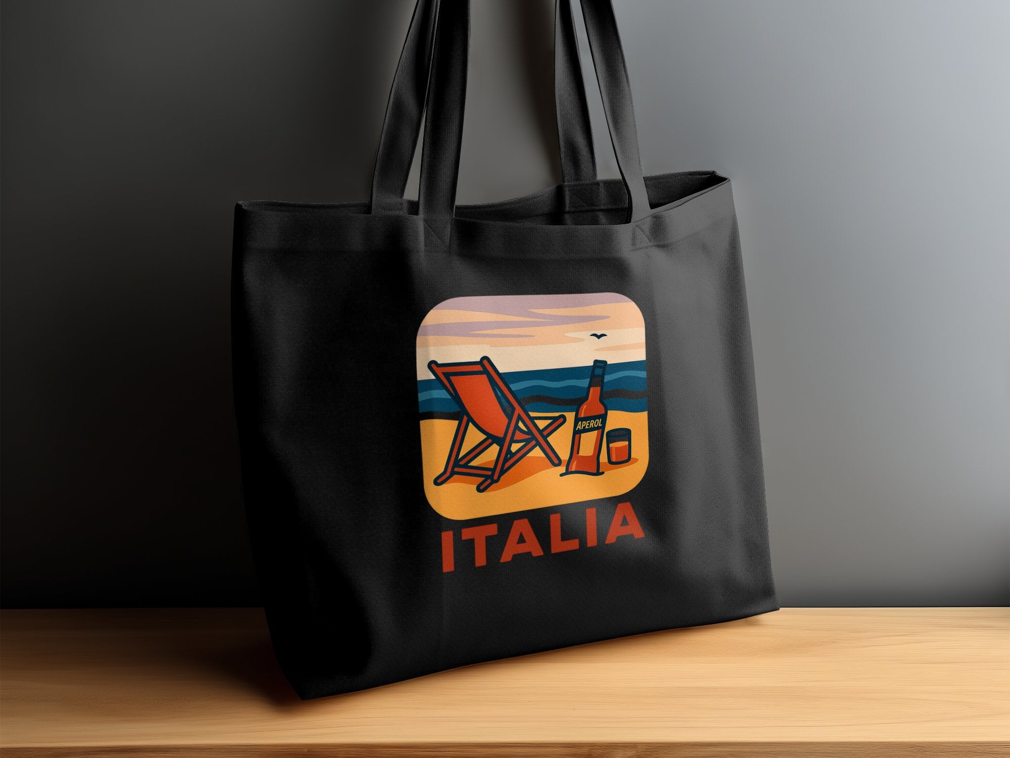 Italian Coastline Tote Bag, Summer Italy Beach Scene, Aperol Spritz, Travel Souvenir, Vacation, Coastal Decor, Italian Gift Idea - Craig Michael Design