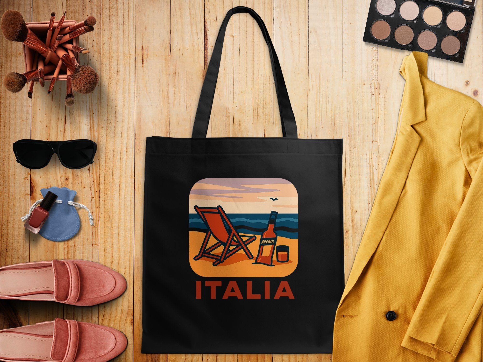 Italian Coastline Tote Bag, Summer Italy Beach Scene, Aperol Spritz, Travel Souvenir, Vacation, Coastal Decor, Italian Gift Idea - Craig Michael Design