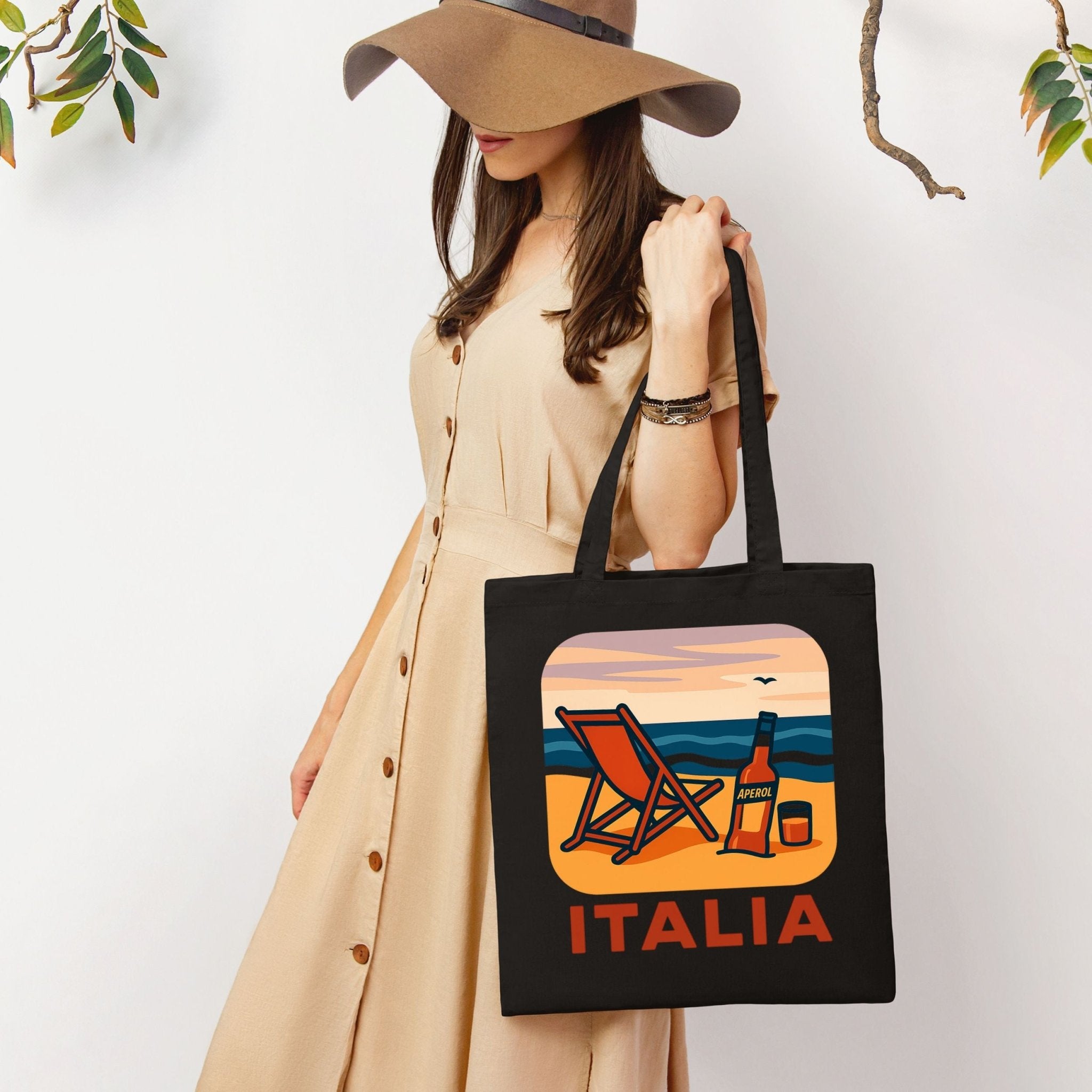 Italian Coastline Tote Bag, Summer Italy Beach Scene, Aperol Spritz, Travel Souvenir, Vacation, Coastal Decor, Italian Gift Idea - Craig Michael Design
