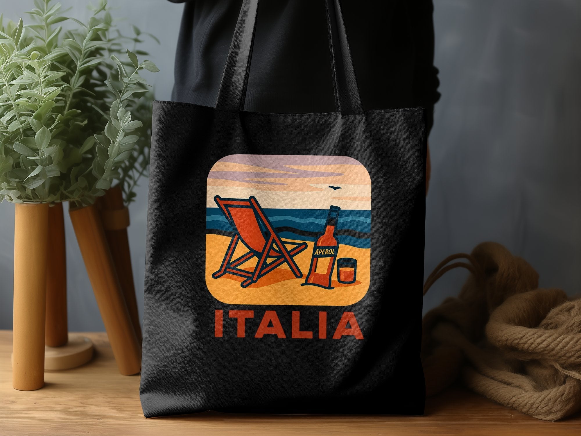Italian Coastline Tote Bag, Summer Italy Beach Scene, Aperol Spritz, Travel Souvenir, Vacation, Coastal Decor, Italian Gift Idea - Craig Michael Design