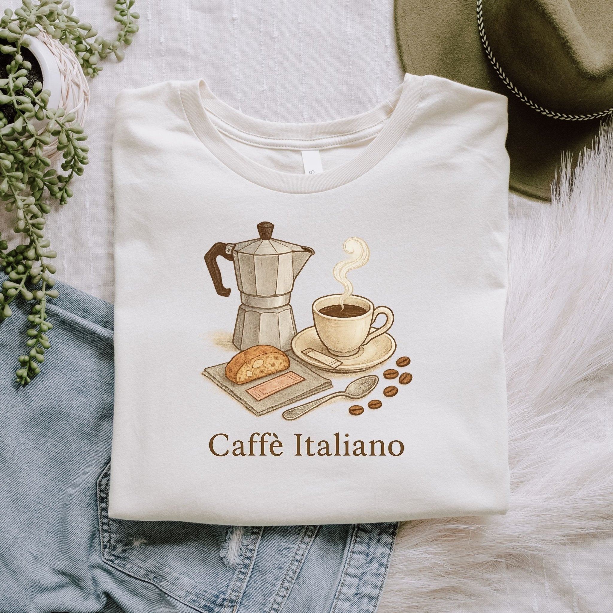 Italian Coffee T-Shirt – Moka Pot & Espresso Illustration for Caffeine Lovers - Craig Michael Design