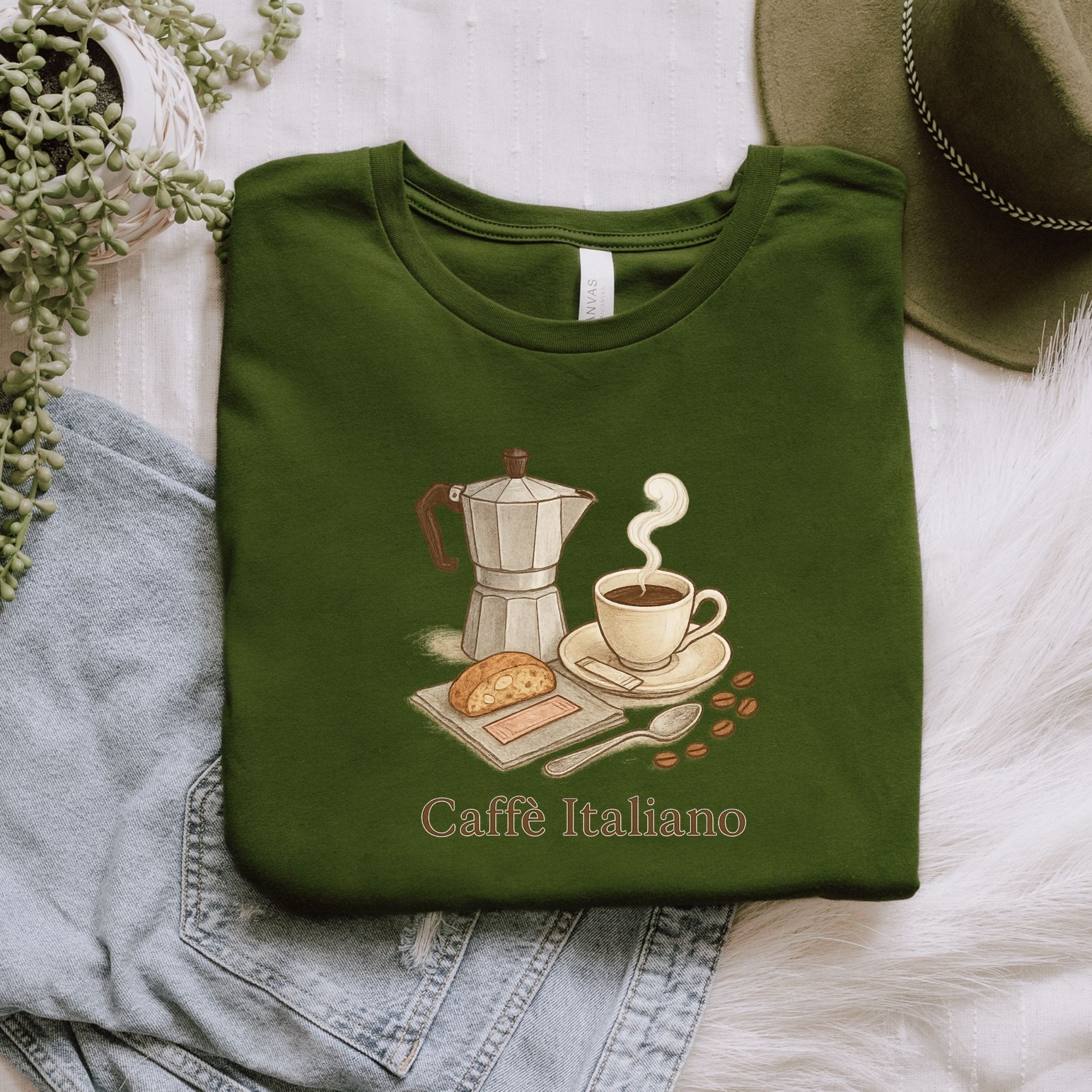 Italian Coffee T-Shirt – Moka Pot & Espresso Illustration for Caffeine Lovers - Craig Michael Design