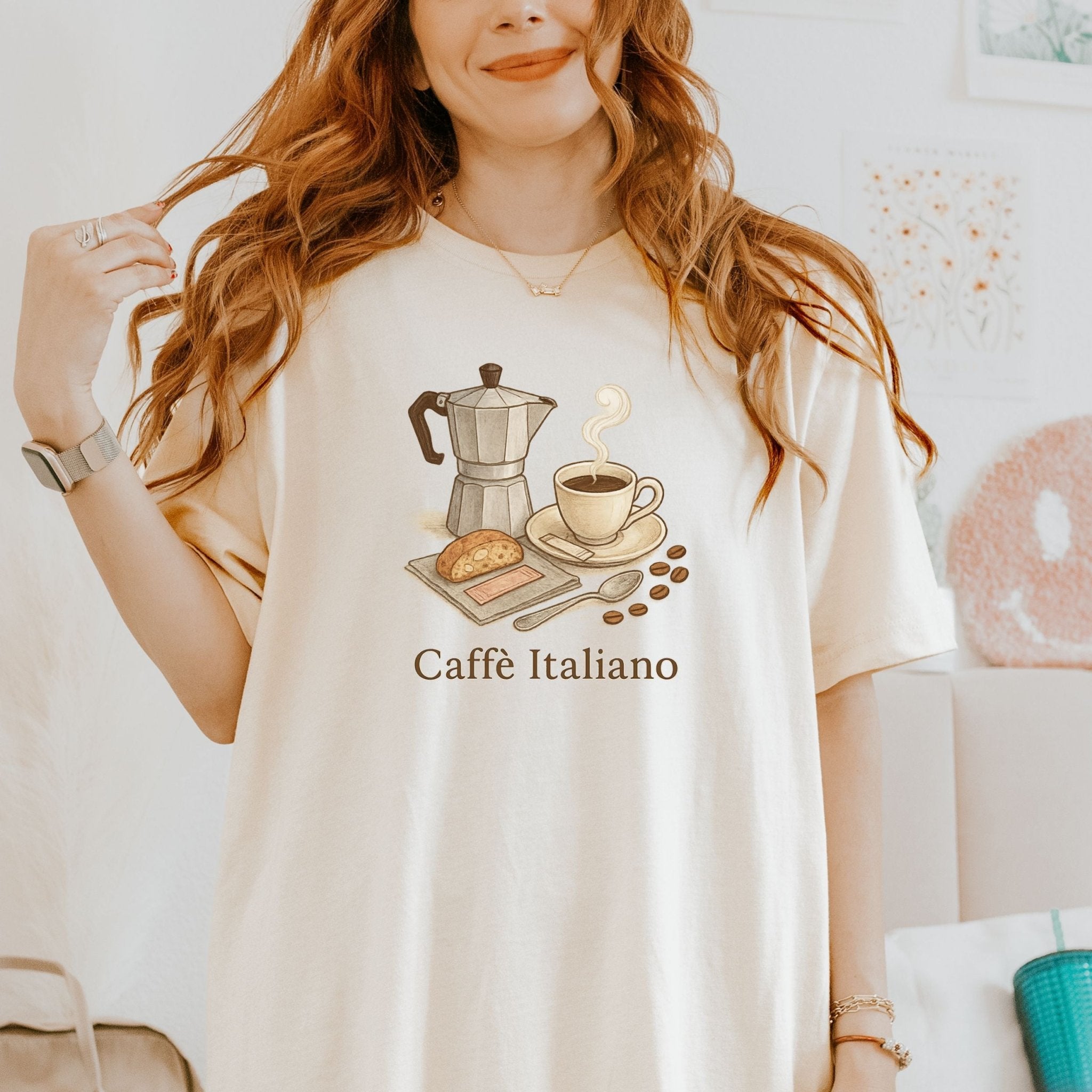 Italian Coffee T-Shirt – Moka Pot & Espresso Illustration for Caffeine Lovers - Craig Michael Design
