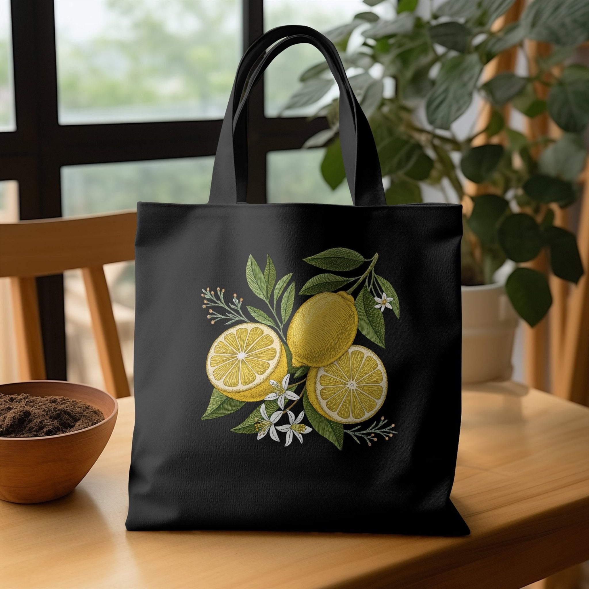 Italian Lemon Tote Bag, Summer Fruit Tote, Cottagecore Bag, Embroidery Style, Cute Tote Bag, Gift for Her, Market Bag, Shopping Tote - Craig Michael Design