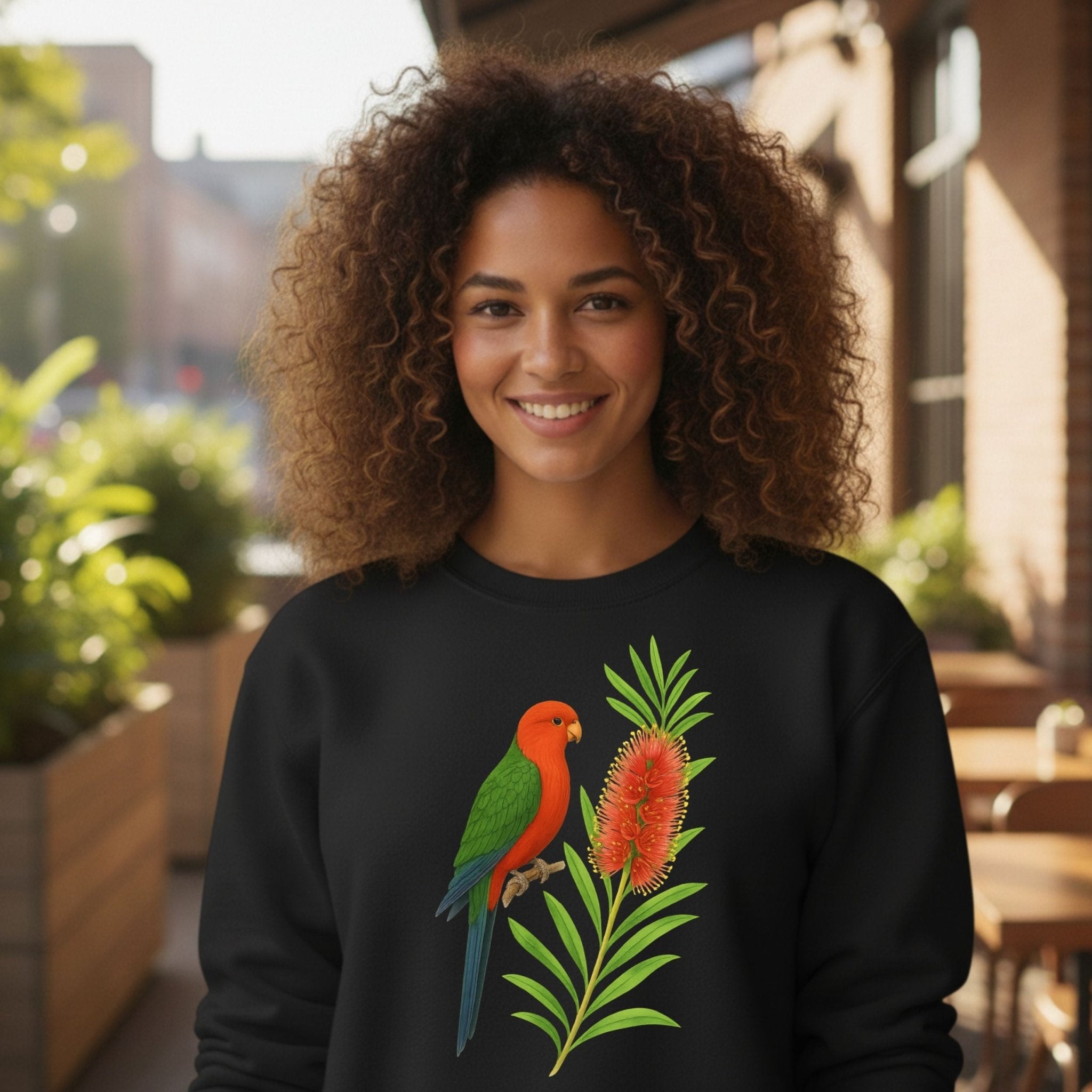King Parrot Sweatshirt – Bottlebrush & Native Flora - Craig Michael Design