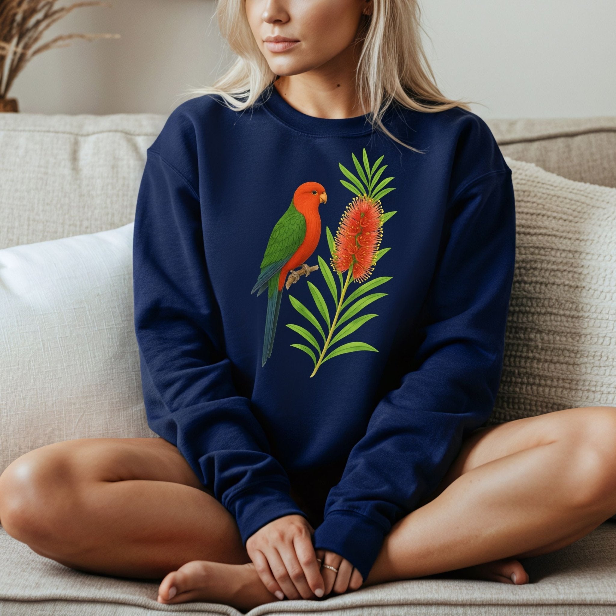 King Parrot Sweatshirt – Bottlebrush & Native Flora - Craig Michael Design