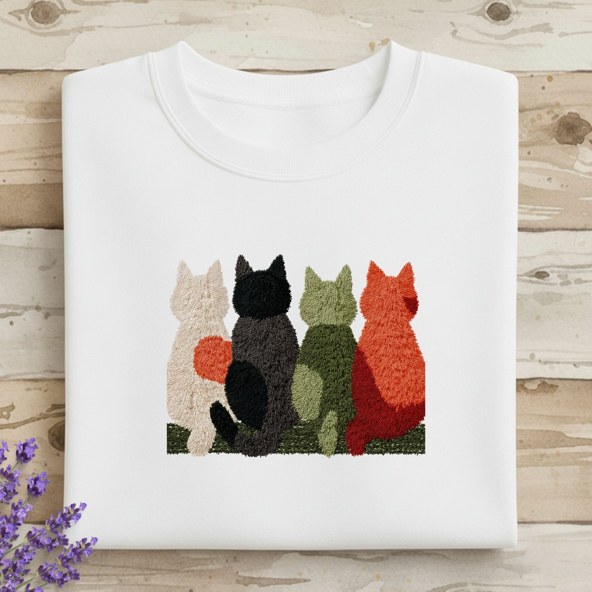 Latch Hook Cat Sweatshirt, Cozy Cat Lover Gift, Embroidered - Style Cat Mom Sweater, Cute Furry Cats Pullover, Women’s Cat Shirt - Craig Michael Design