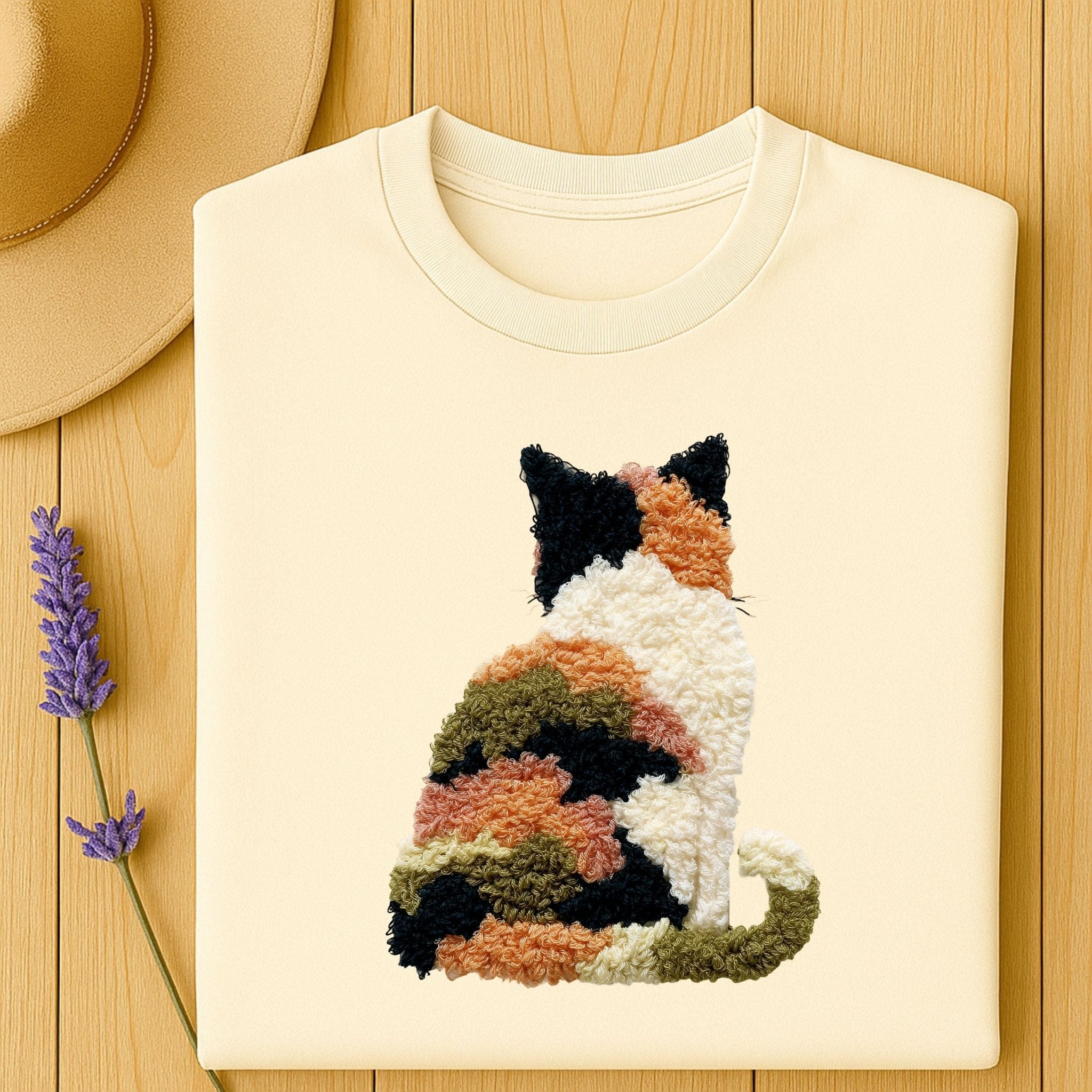 Latch Hook Style Cat T-Shirt, Fuzzy Textured Cat Lovers Tee - Craig Michael Design