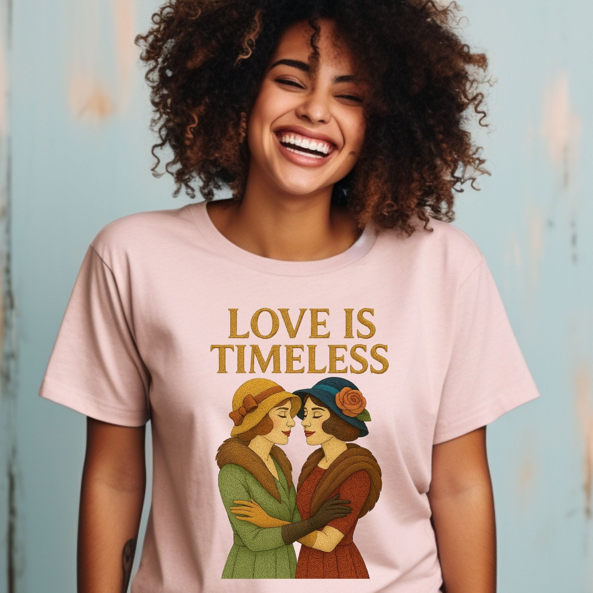 Lesbian Pride T-Shirt, Vintage Couple Shirt, Love Is Timeless Top, 1920s Romance Tee, Sapphic Shirt, LGBT Anniversary Gift - Craig Michael Design