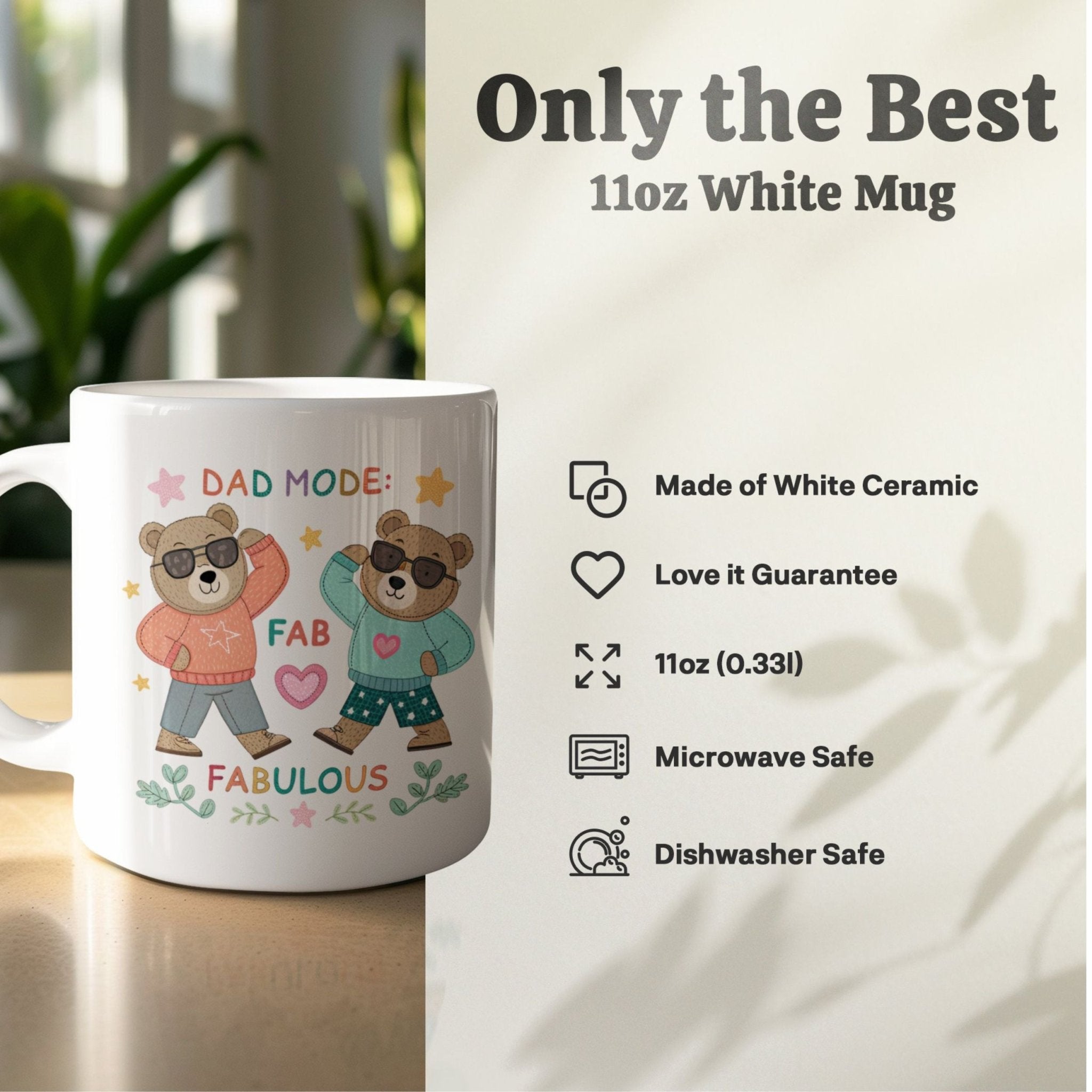 LGBTQ Fathers Day Mug, Dad Mode Fabulous 11 oz Ceramic Mug - Craig Michael Design