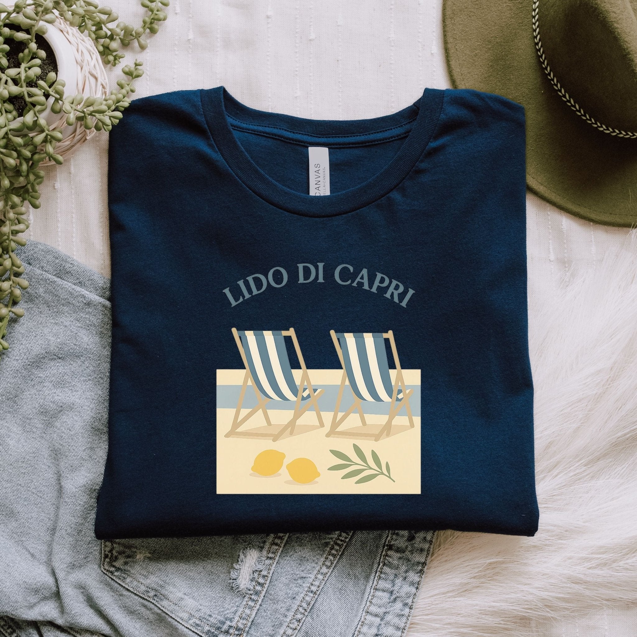 Lido di Capri T-Shirt, Italian Beach Chairs Tee - Craig Michael Design
