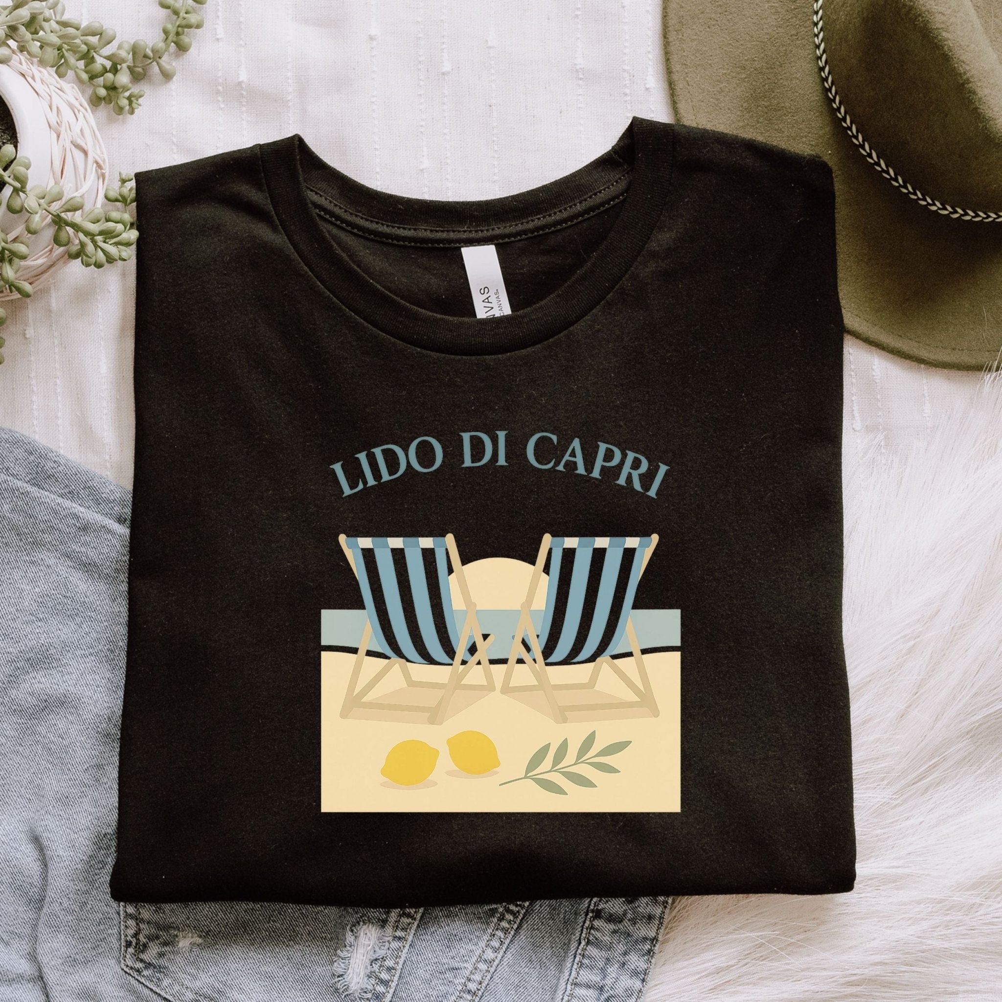 Lido di Capri T-Shirt, Italian Beach Chairs Tee - Craig Michael Design