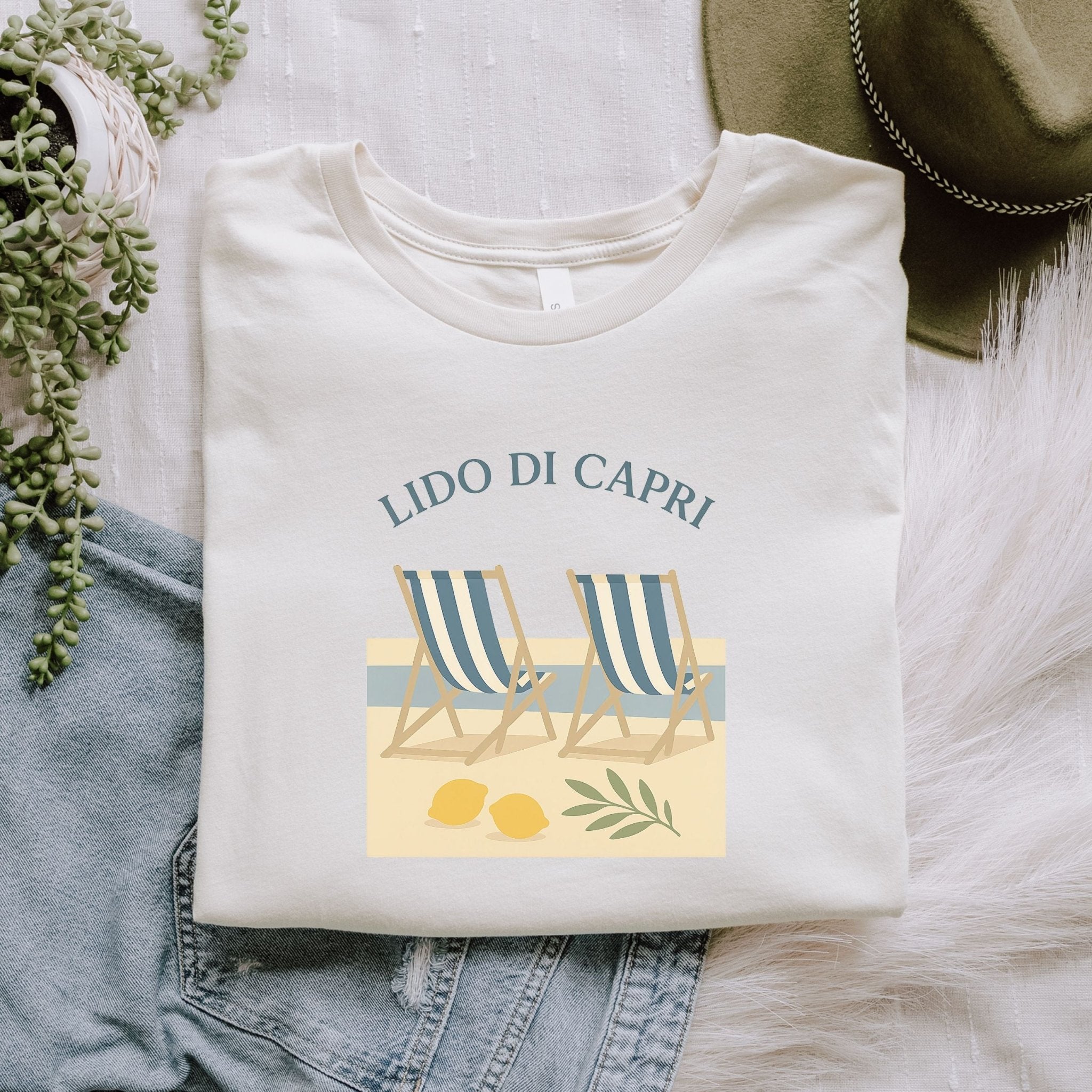 Lido di Capri T-Shirt, Italian Beach Chairs Tee - Craig Michael Design