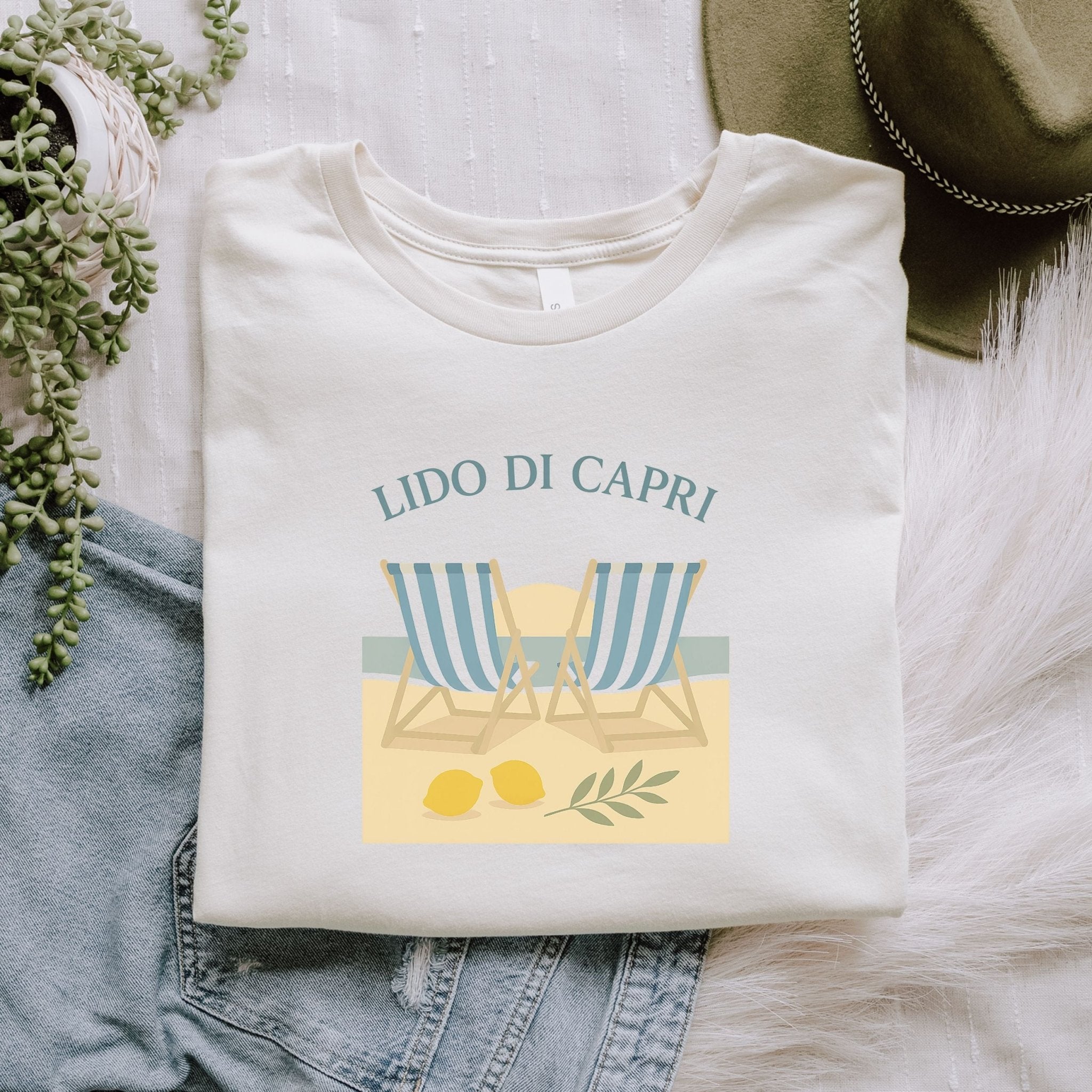 Lido di Capri T-Shirt, Italian Beach Chairs Tee - Craig Michael Design