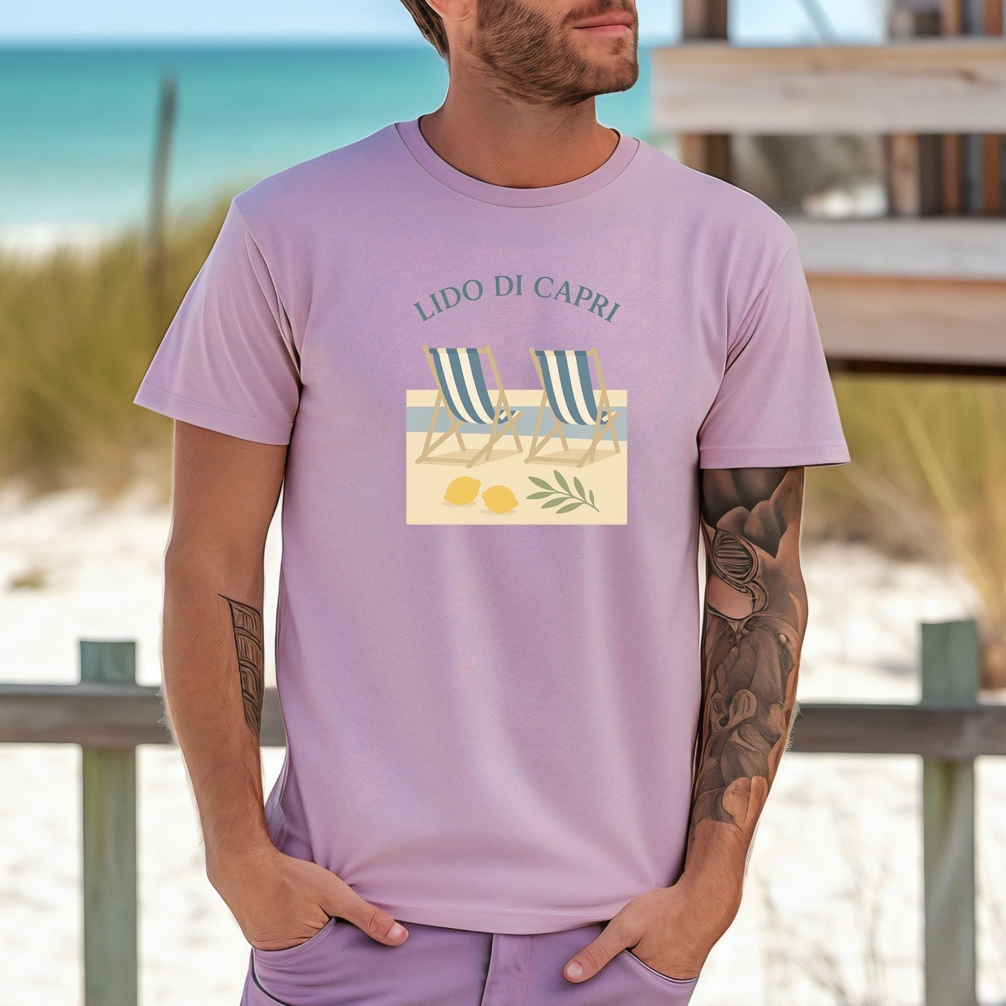 Lido di Capri T-Shirt, Italian Beach Chairs Tee - Craig Michael Design