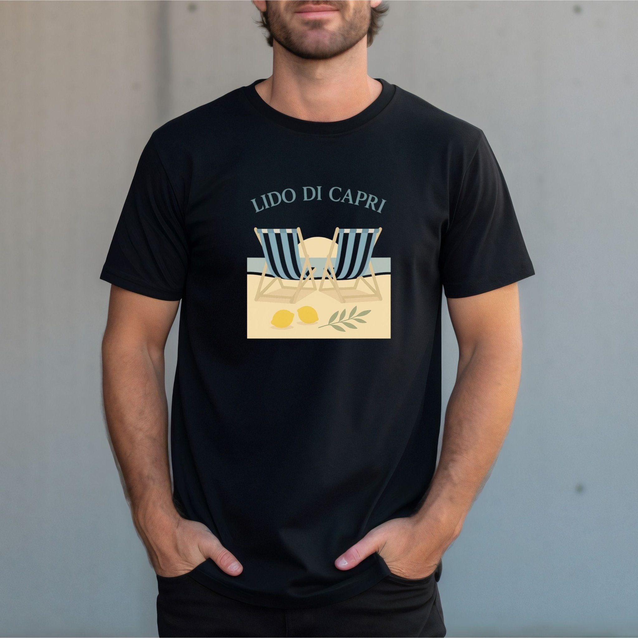 Lido di Capri T-Shirt, Italian Beach Chairs Tee - Craig Michael Design