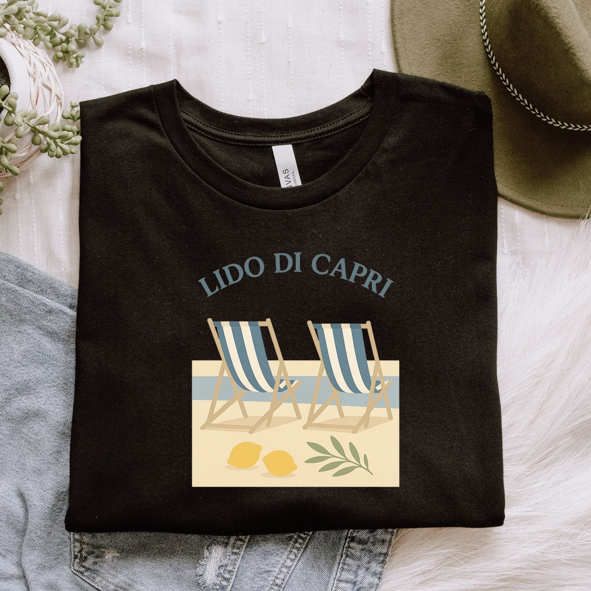 Lido di Capri T-Shirt, Italian Beach Chairs Tee - Craig Michael Design