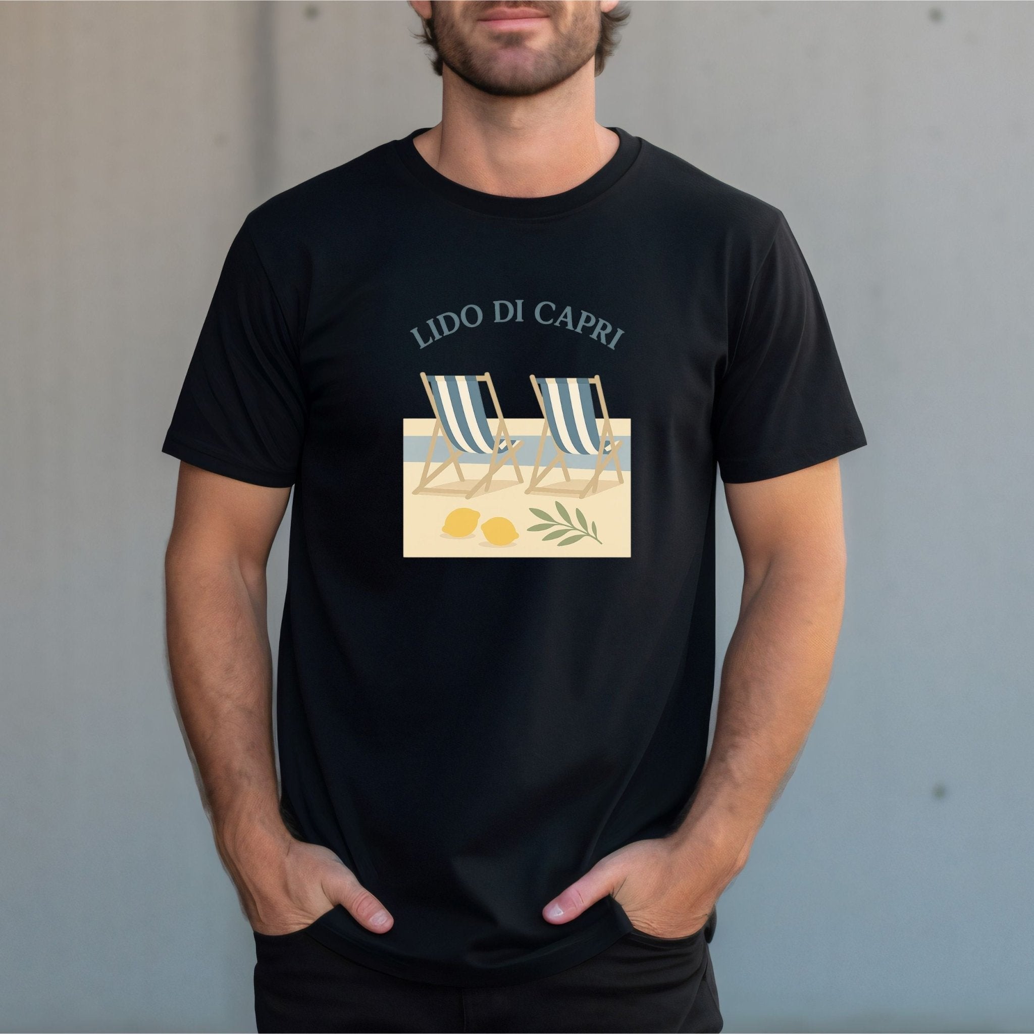 Lido di Capri T-Shirt, Italian Beach Chairs Tee - Craig Michael Design