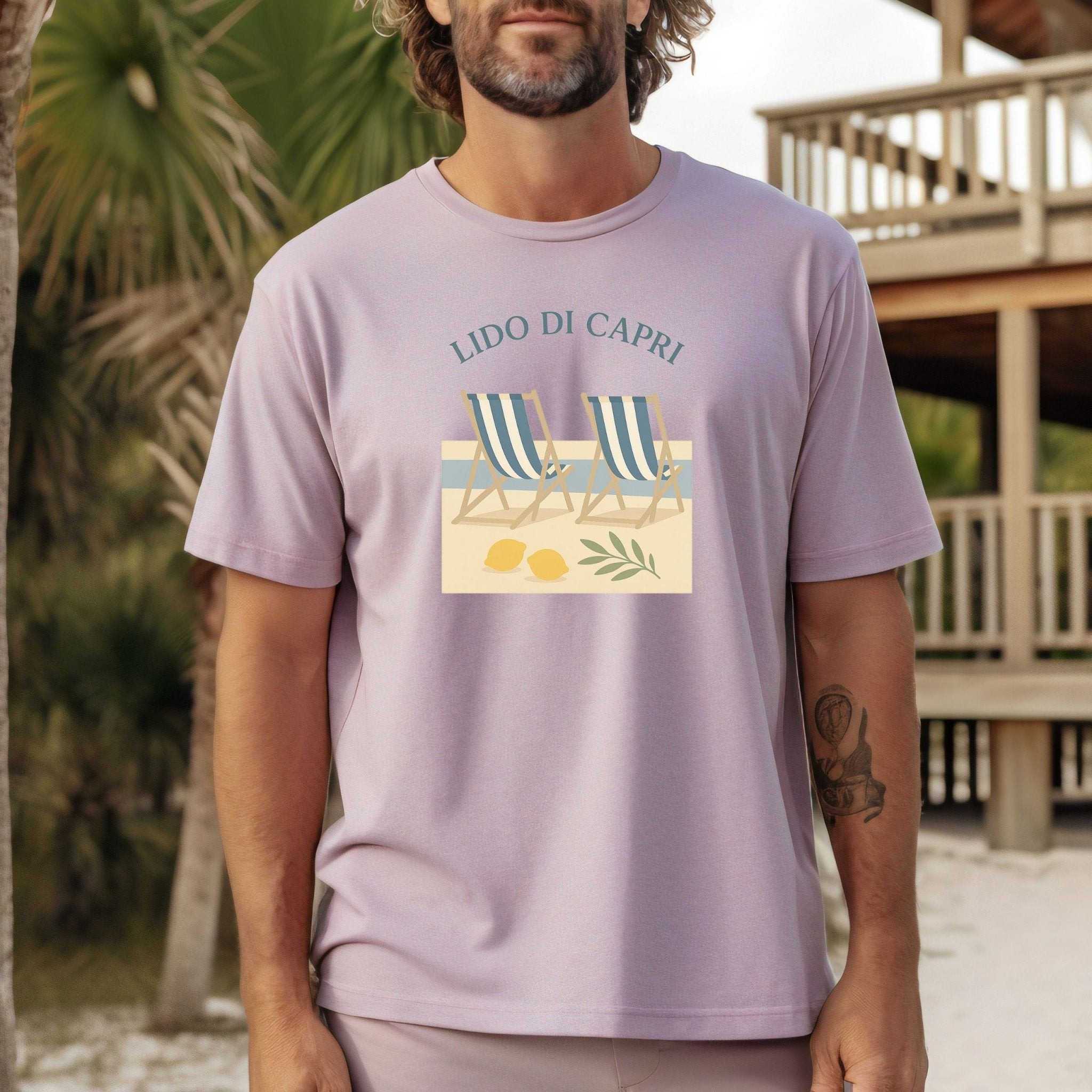Lido di Capri T-Shirt, Italian Beach Chairs Tee - Craig Michael Design