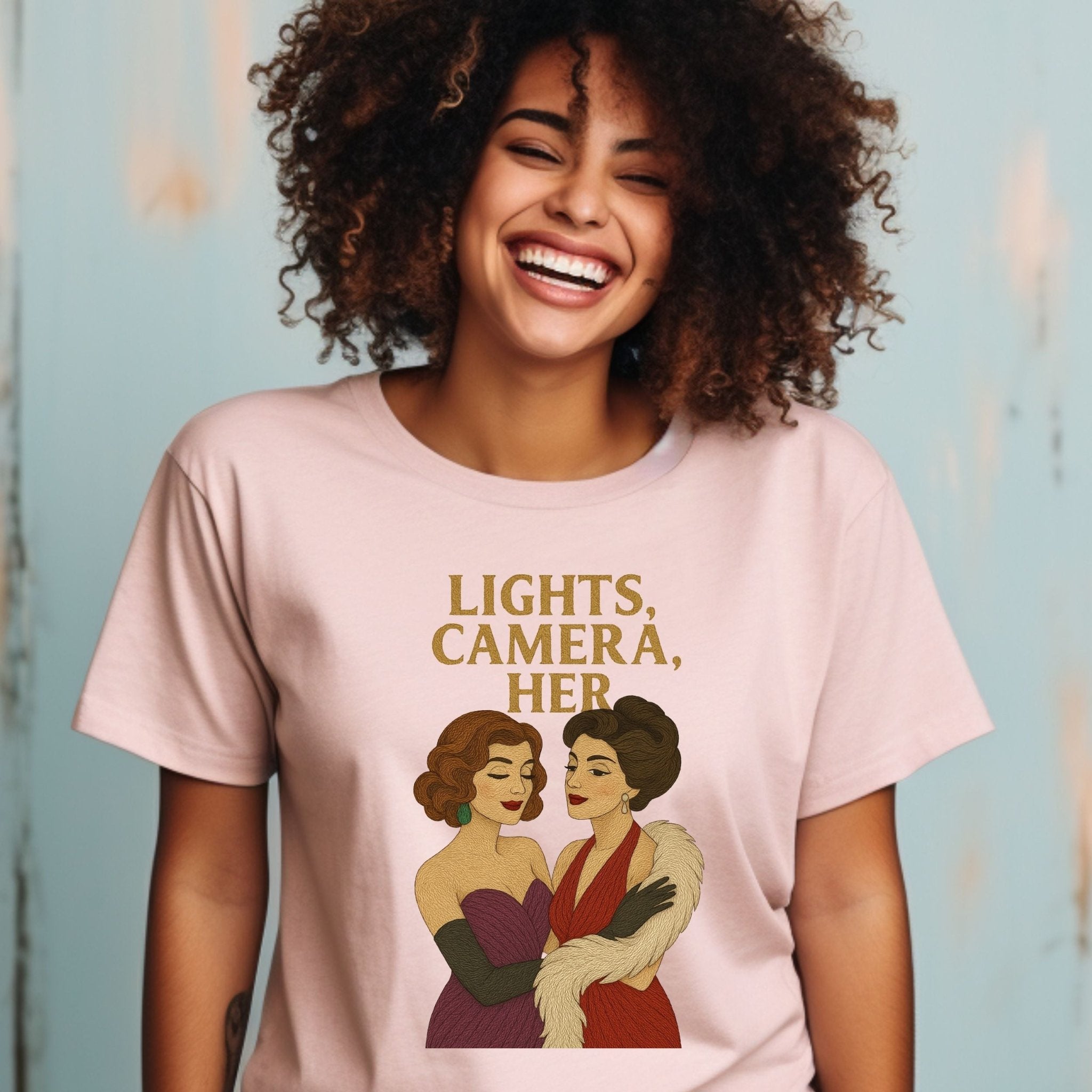 Lights, Camera, Her – Vintage Sapphic T-Shirt, Old Hollywood Glam Gift - Craig Michael Design