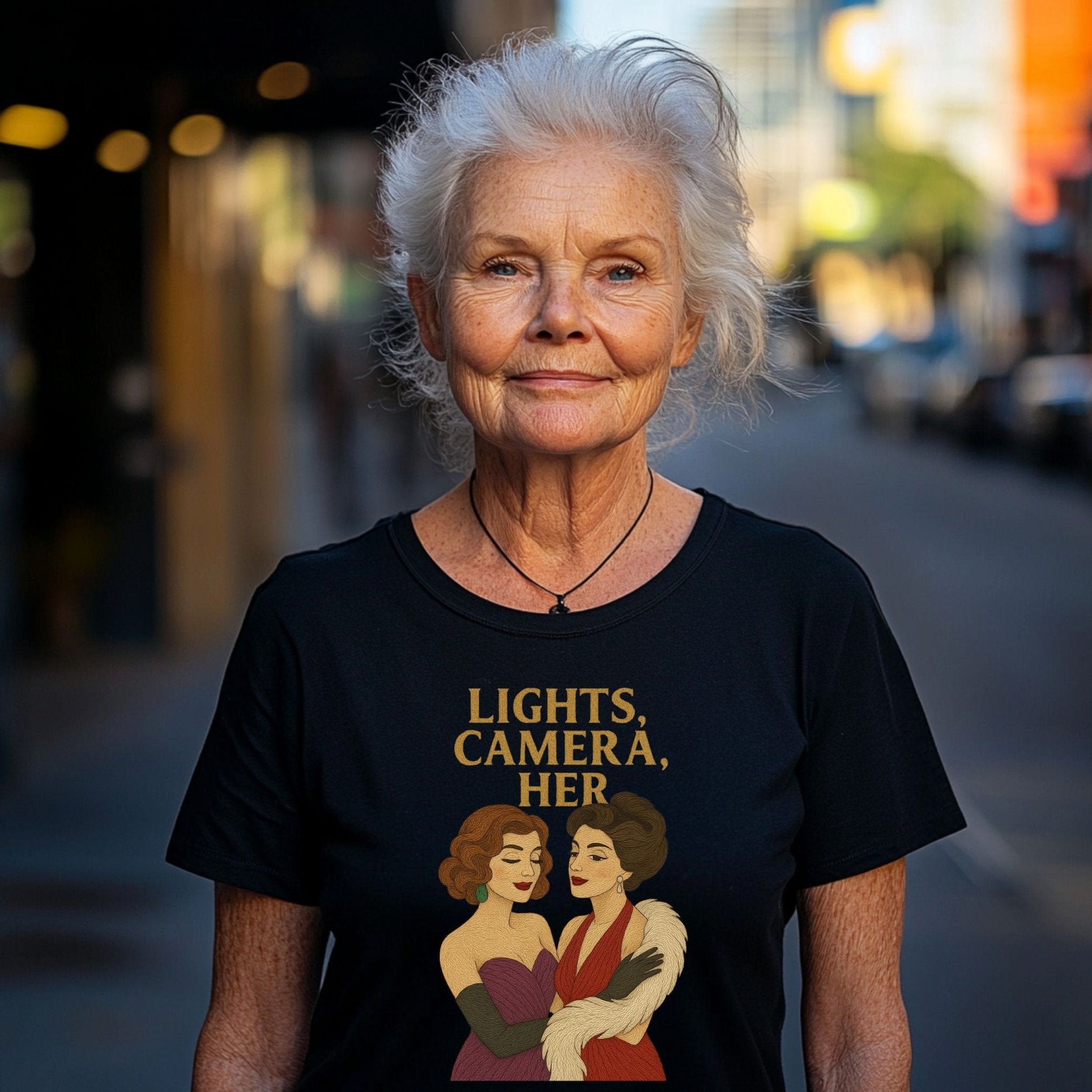 Lights, Camera, Her – Vintage Sapphic T-Shirt, Old Hollywood Glam Gift - Craig Michael Design