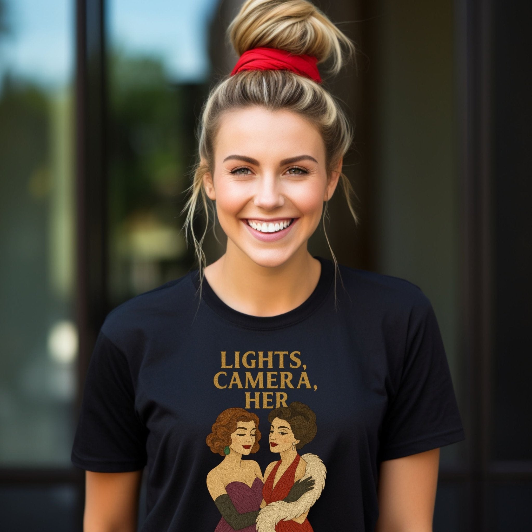 Lights, Camera, Her – Vintage Sapphic T-Shirt, Old Hollywood Glam Gift - Craig Michael Design