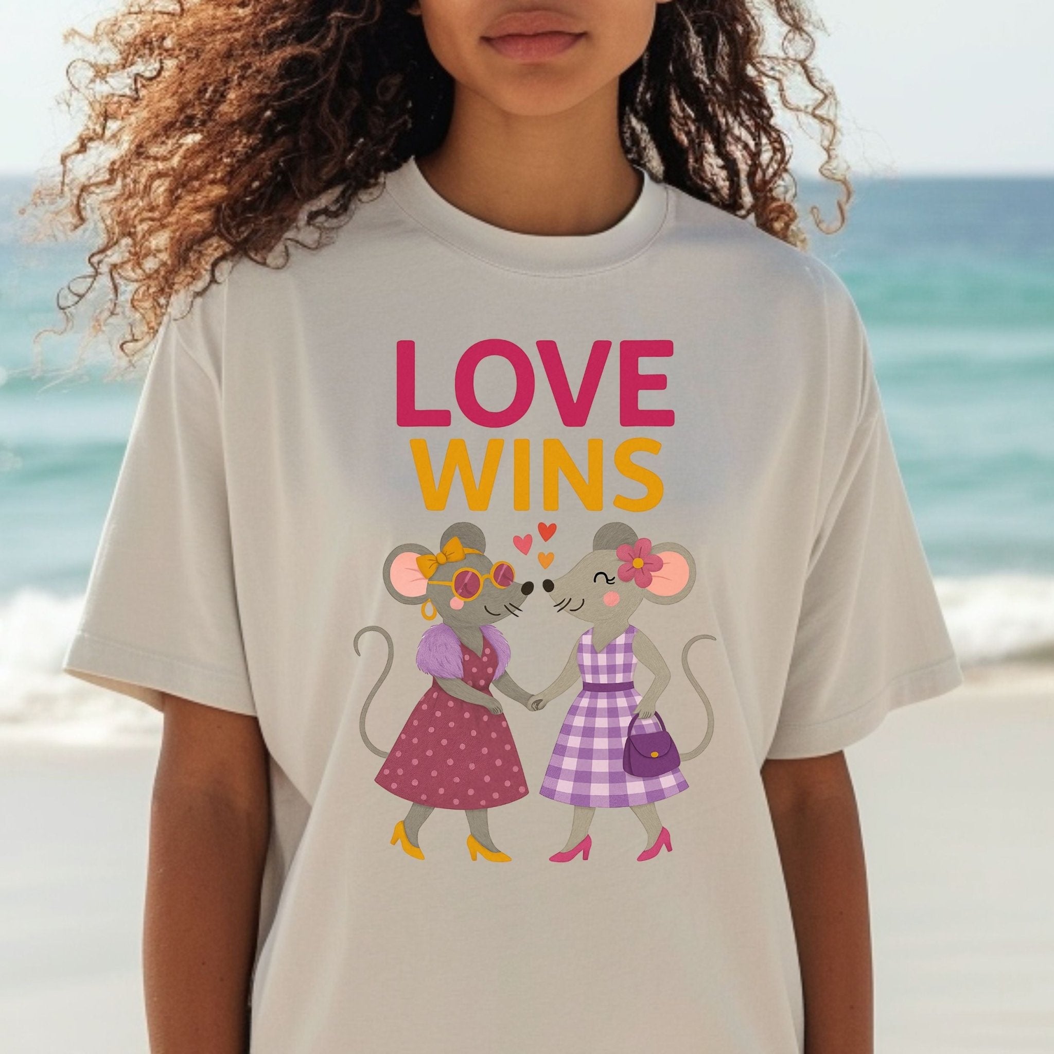 Love Wins Two Cute Mouse Couples Illustration Art T-Shirt - Craig Michael Design