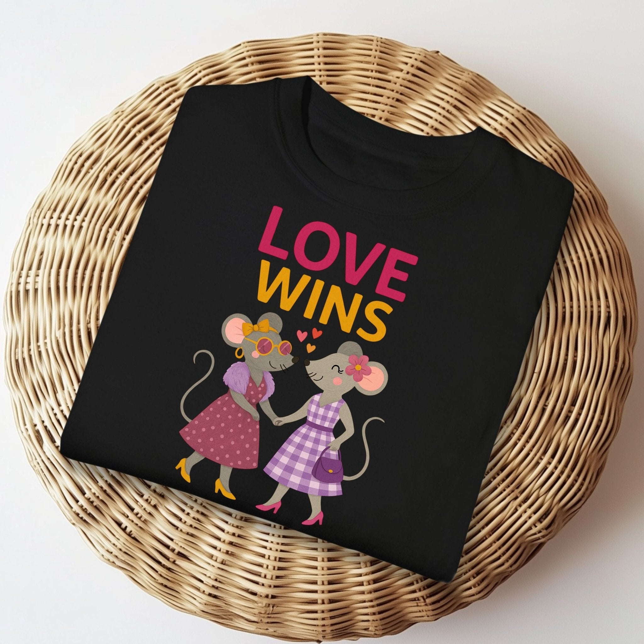 Love Wins Two Cute Mouse Couples Illustration Art T-Shirt - Craig Michael Design