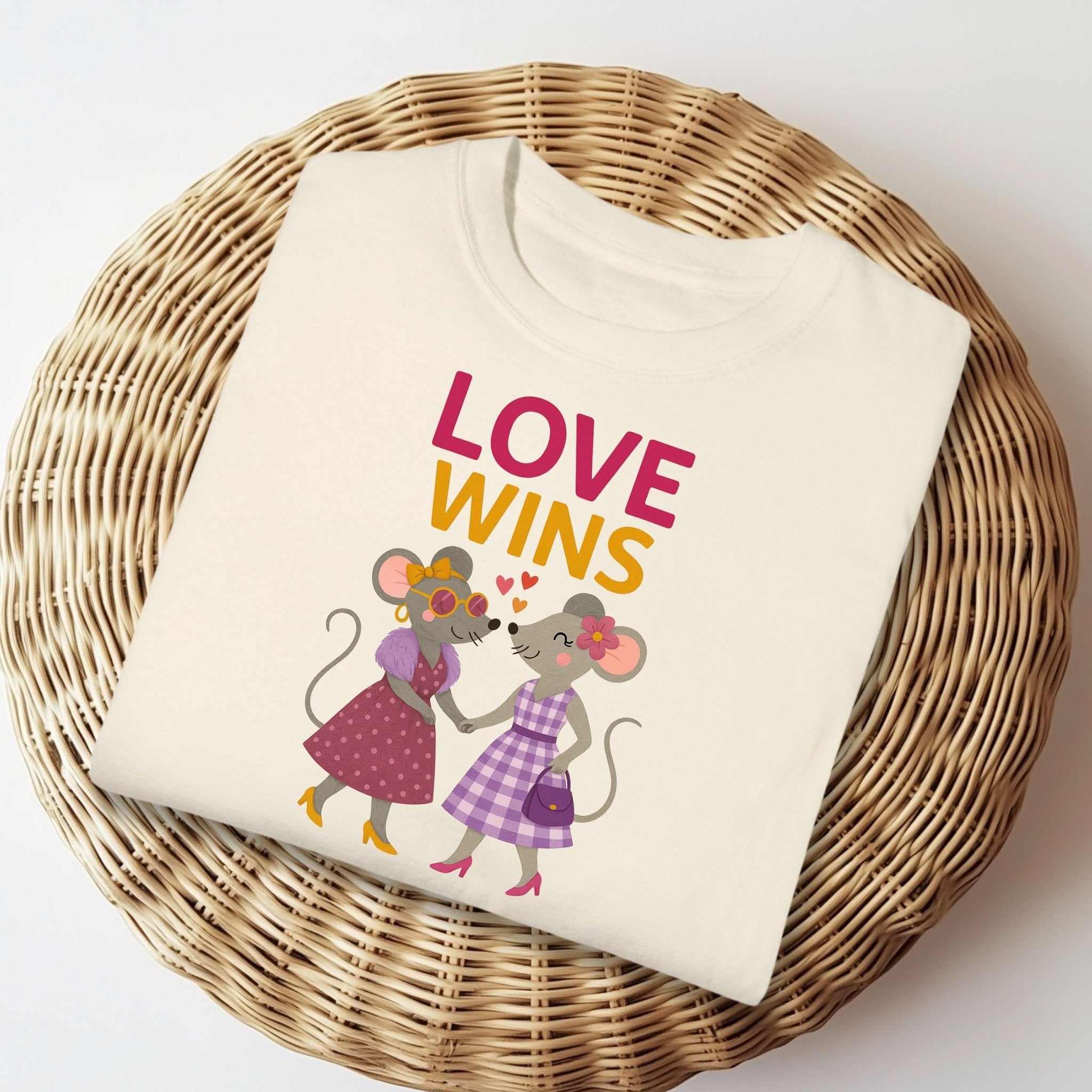 Love Wins Two Cute Mouse Couples Illustration Art T-Shirt - Craig Michael Design