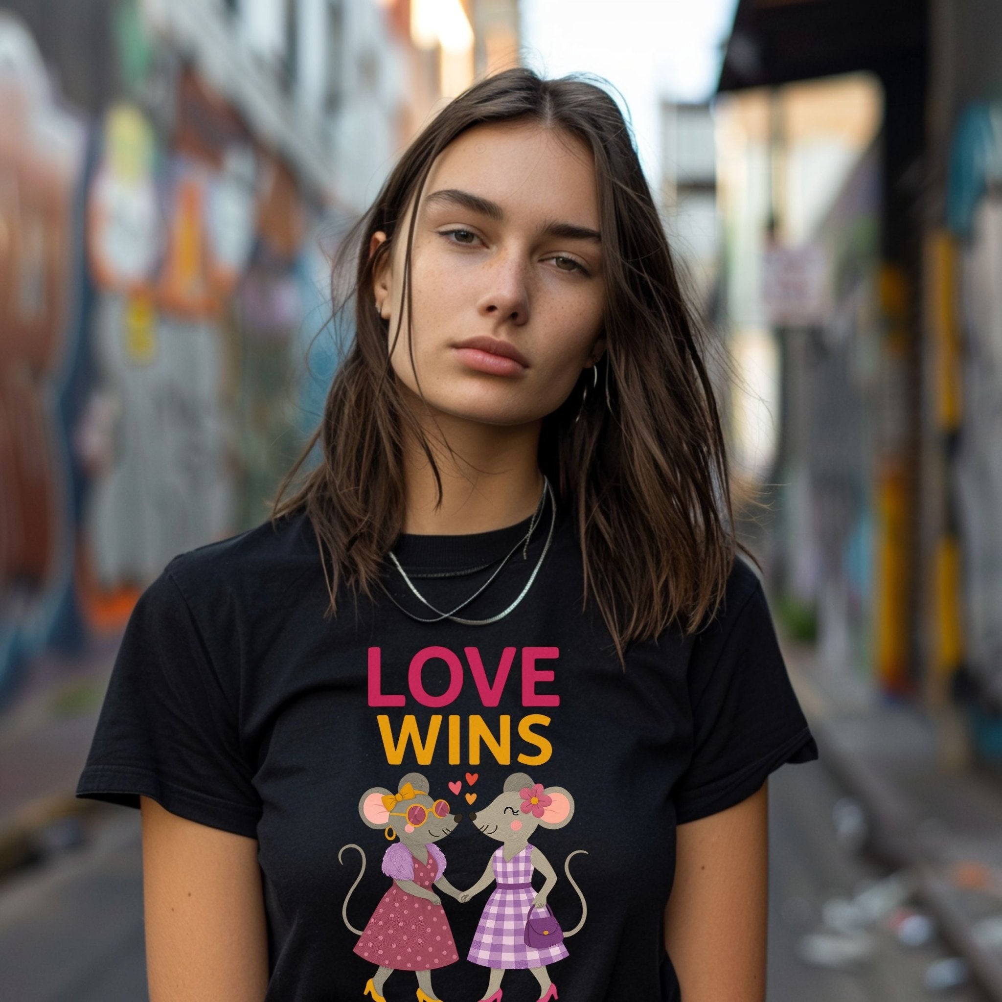 Love Wins Two Cute Mouse Couples Illustration Art T-Shirt - Craig Michael Design