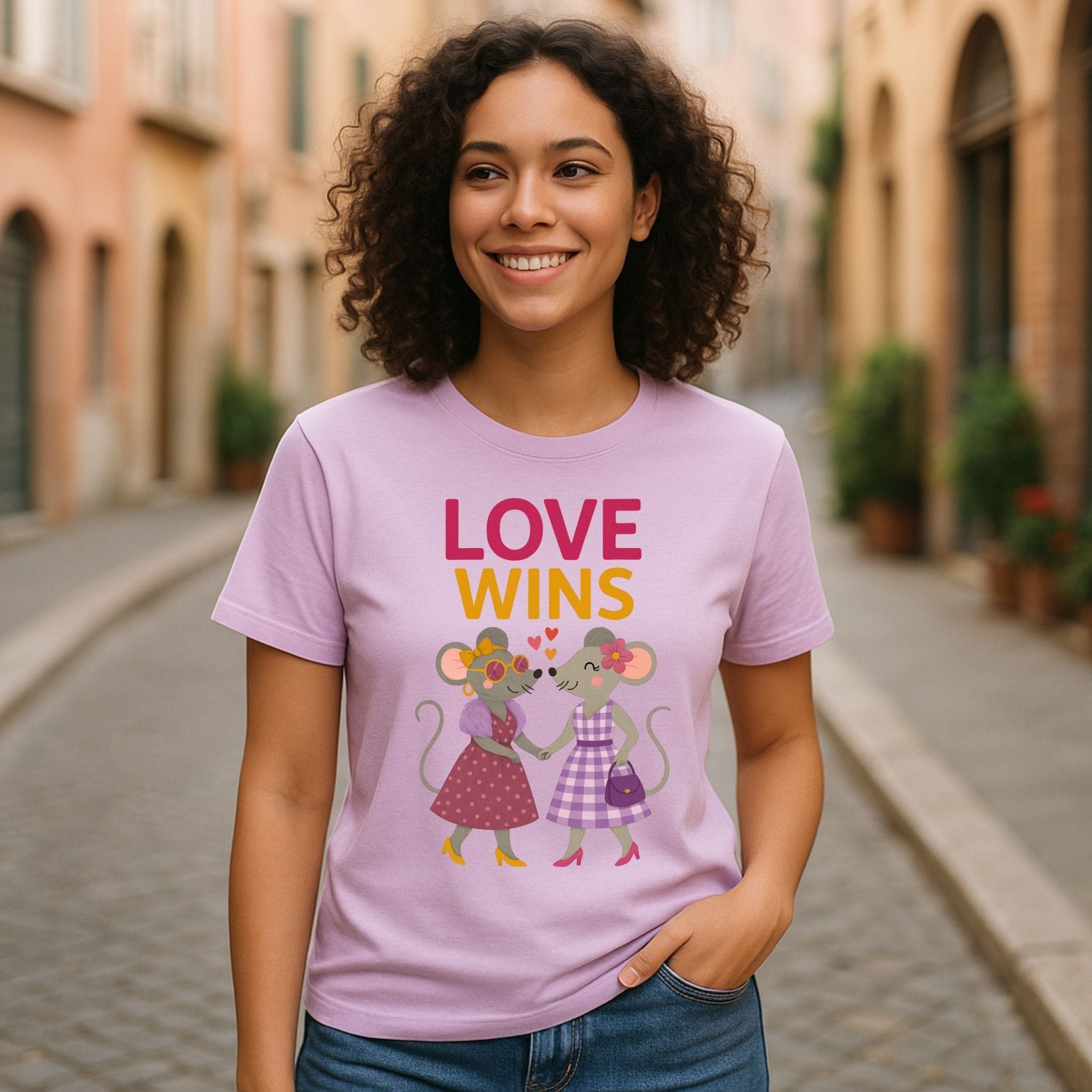 Love Wins Two Cute Mouse Couples Illustration Art T-Shirt - Craig Michael Design