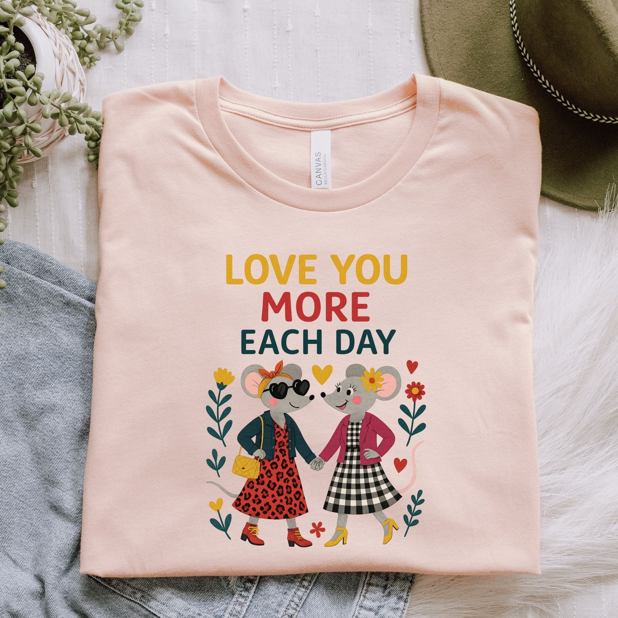 Love You More Each Day T-Shirt, Lesbian Couple Gift Shirt, LGBTQ Anniversary Tee - Craig Michael Design